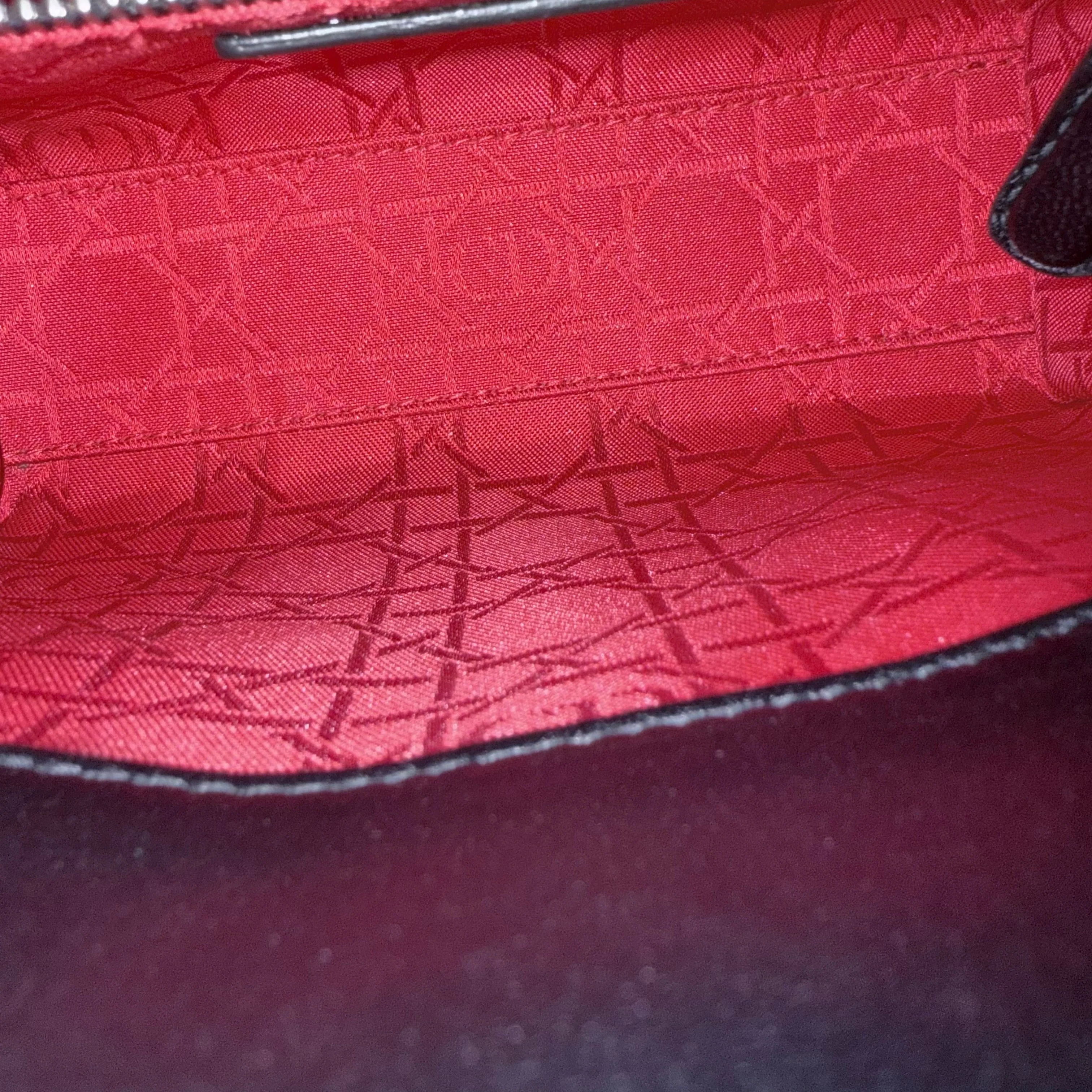 Dior Lady Mini - Cannage Lambskin Black Silver Hardware Chain Strap