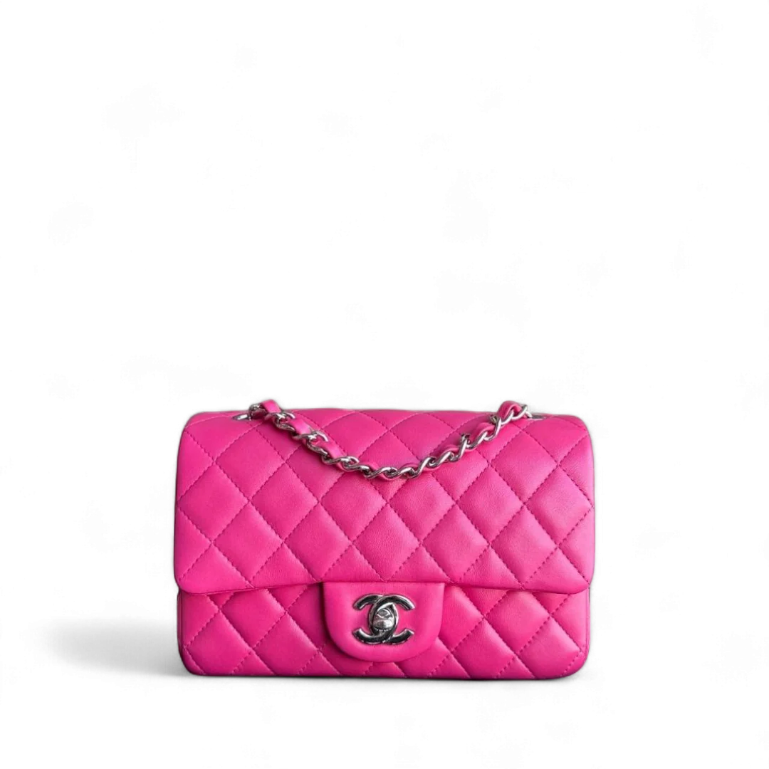 Chanel Classic Flap Mini Rectangle - 20CM Quilted Lambskin Pink Gold Hardware Series 19