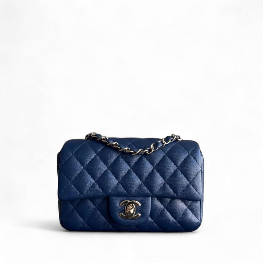 Chanel Classic Flap Mini - Caviar 20CM Quilted Dark Blue Gold Hardware Series 24
