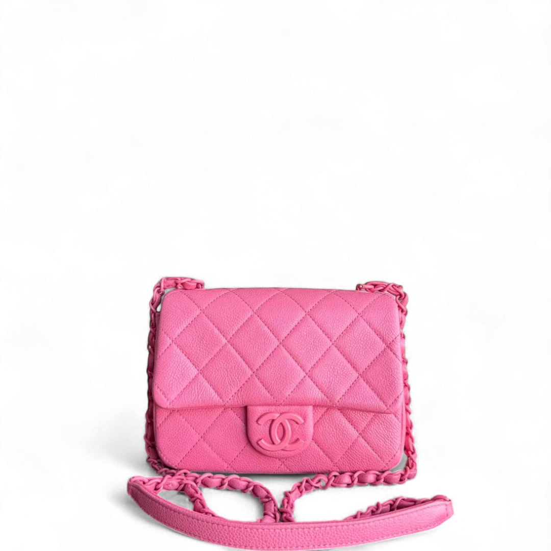 Chanel Classic Flap Seasonal Mini Square - Caviar Quilted Grained Calfskin All Pink Barbie Series 29