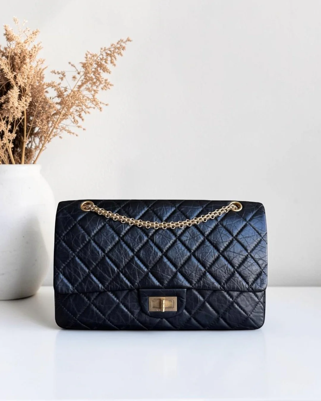 Chanel 2.55 Reissue 227 - Quilted Aged Calfskin Black Gold Hardware