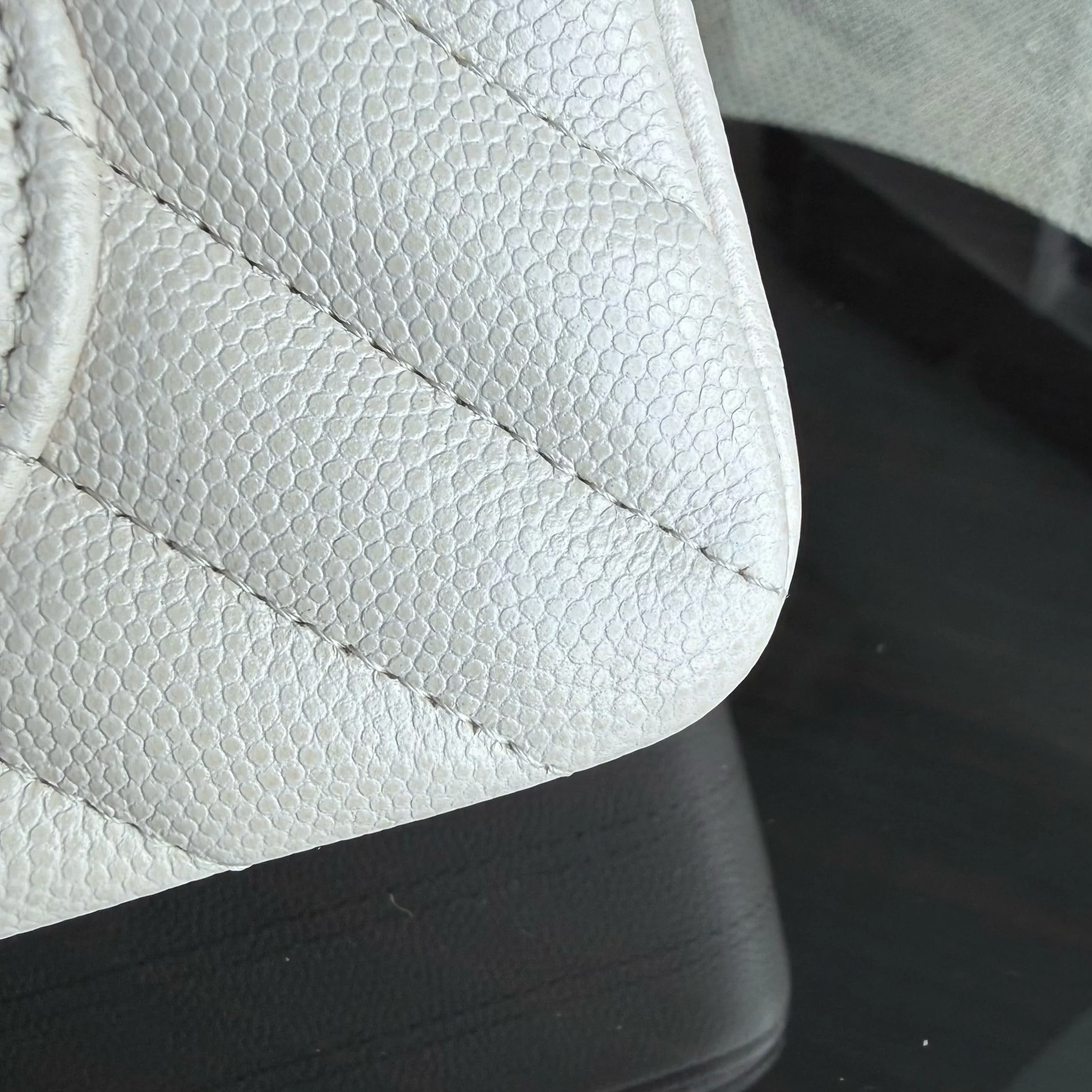 Chanel Classic Flap Small - Caviar 23CM Chevron Cream White Gold Hardware Series 26