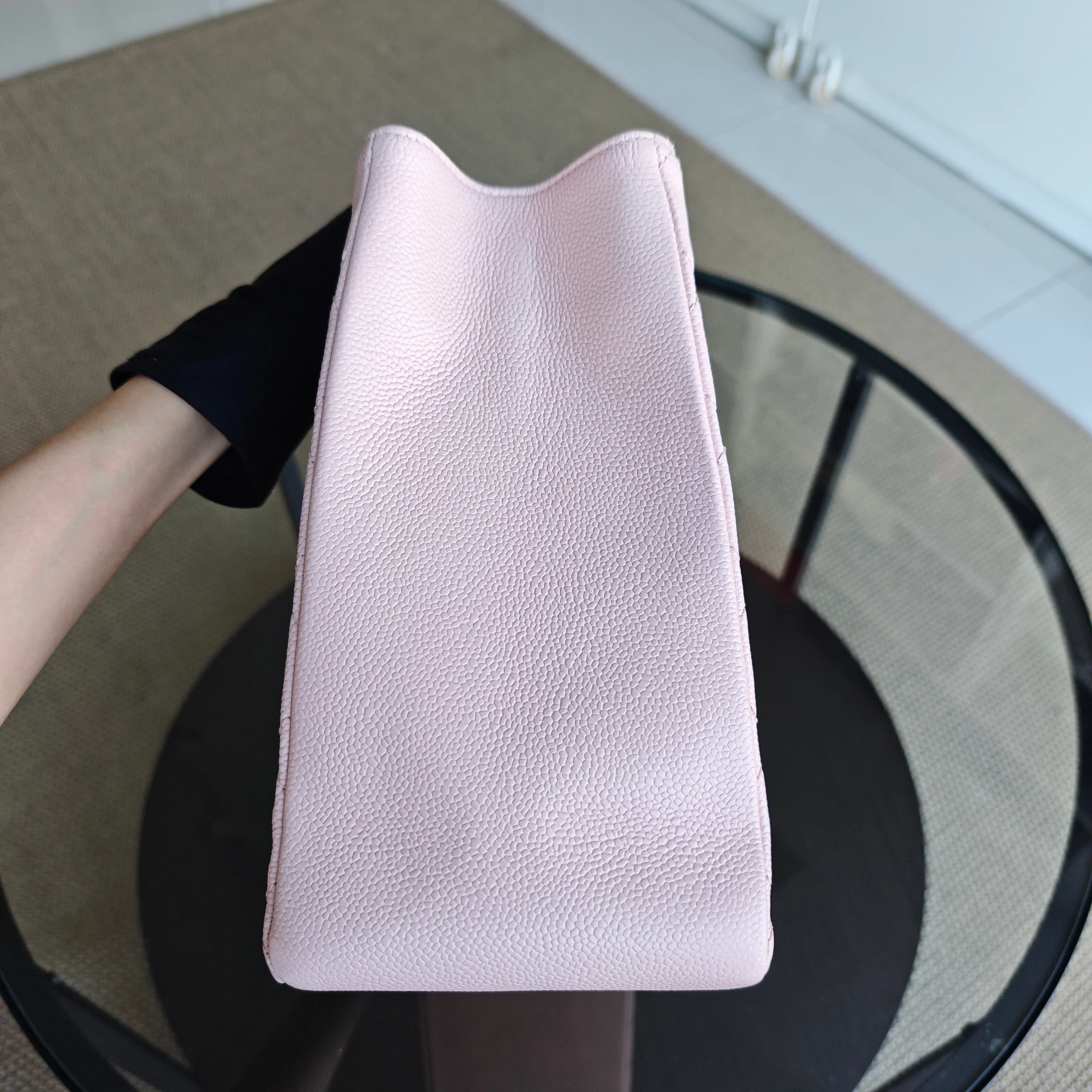 Chanel GST Grand Shopping Tote - Caviar Quilted Grained Calfskin Sakura Pink Silver Hardware Series 17