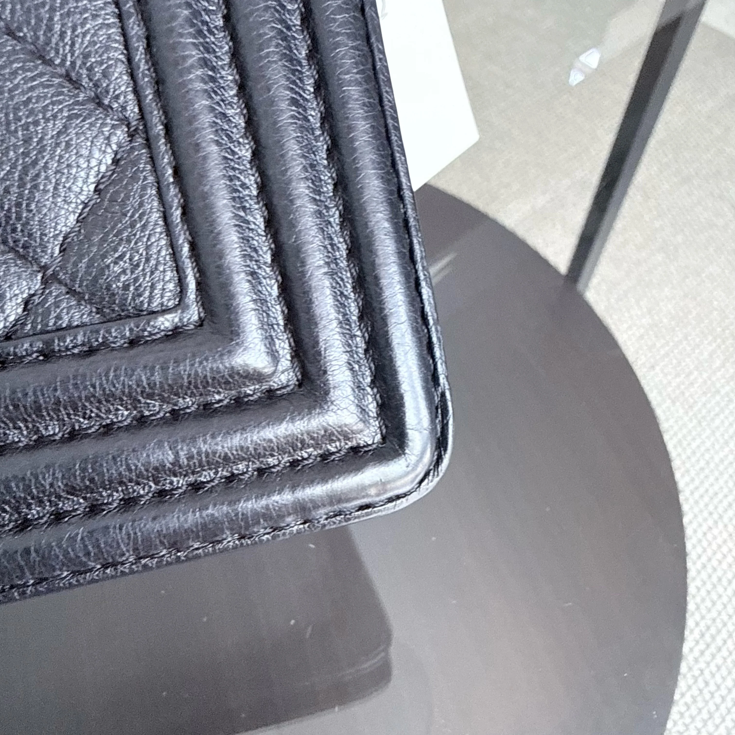 Chanel Boy Medium - Caviar 25CM Quilted Caviar Silver Hardware Series 18