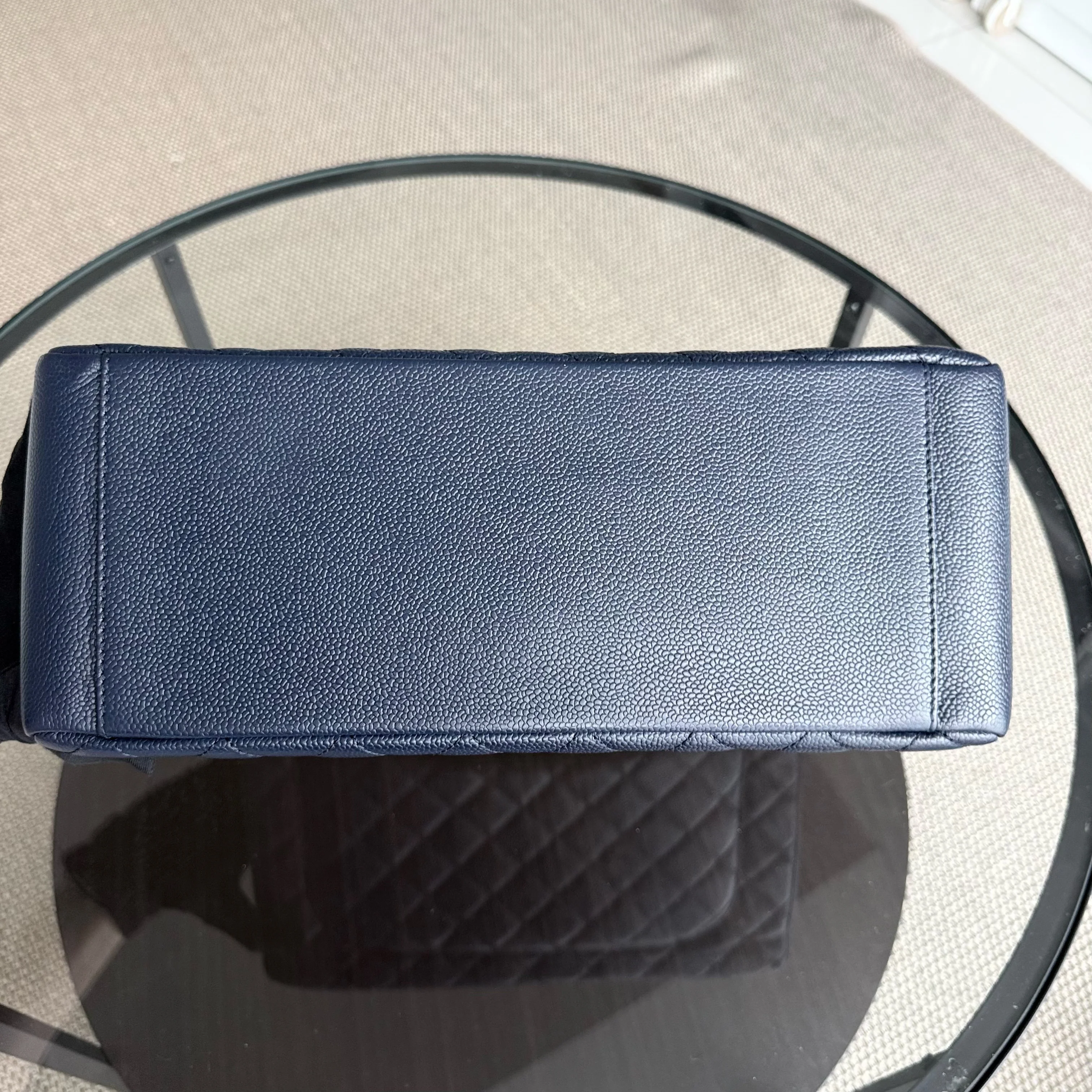 Chanel GST Grand Shopping Tote - Caviar Quilted Dark Blue Gold Hardware Series 19