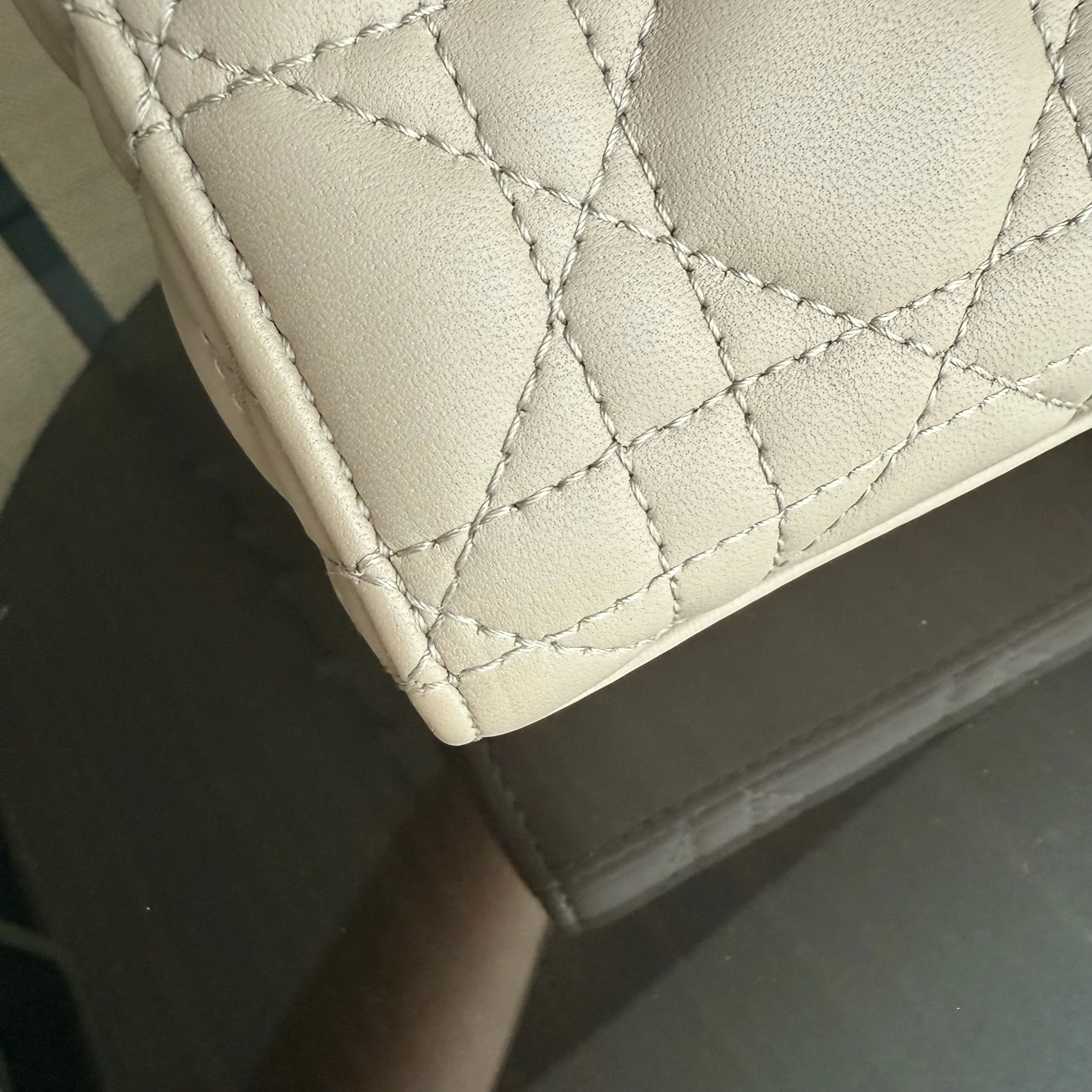 Dior D-Joy Medium Cannage Lambskin Beige Golden Hardware Shoulder Bag