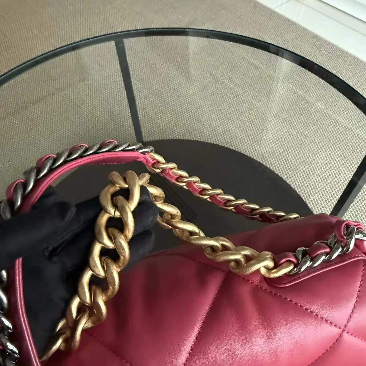 Chanel 19 Bag Medium - C19 Goatskin Hot Pink Two Tone Gold Hardware