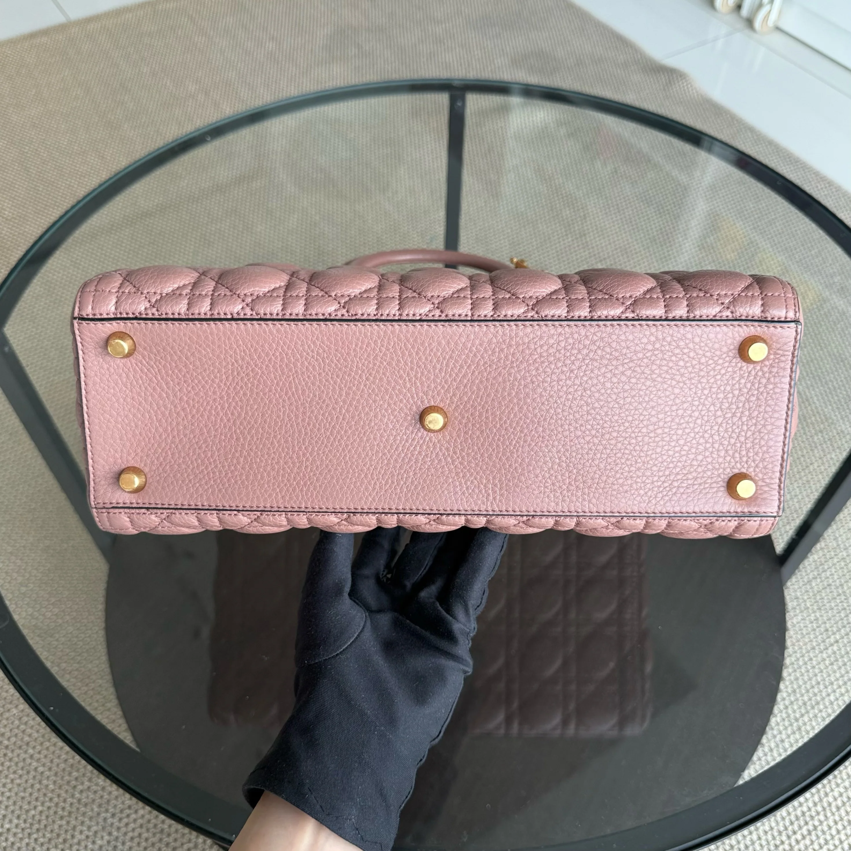 DIor Lady Large - Cannage Grained Calfskin Blush Gold Hardware NO STRAP