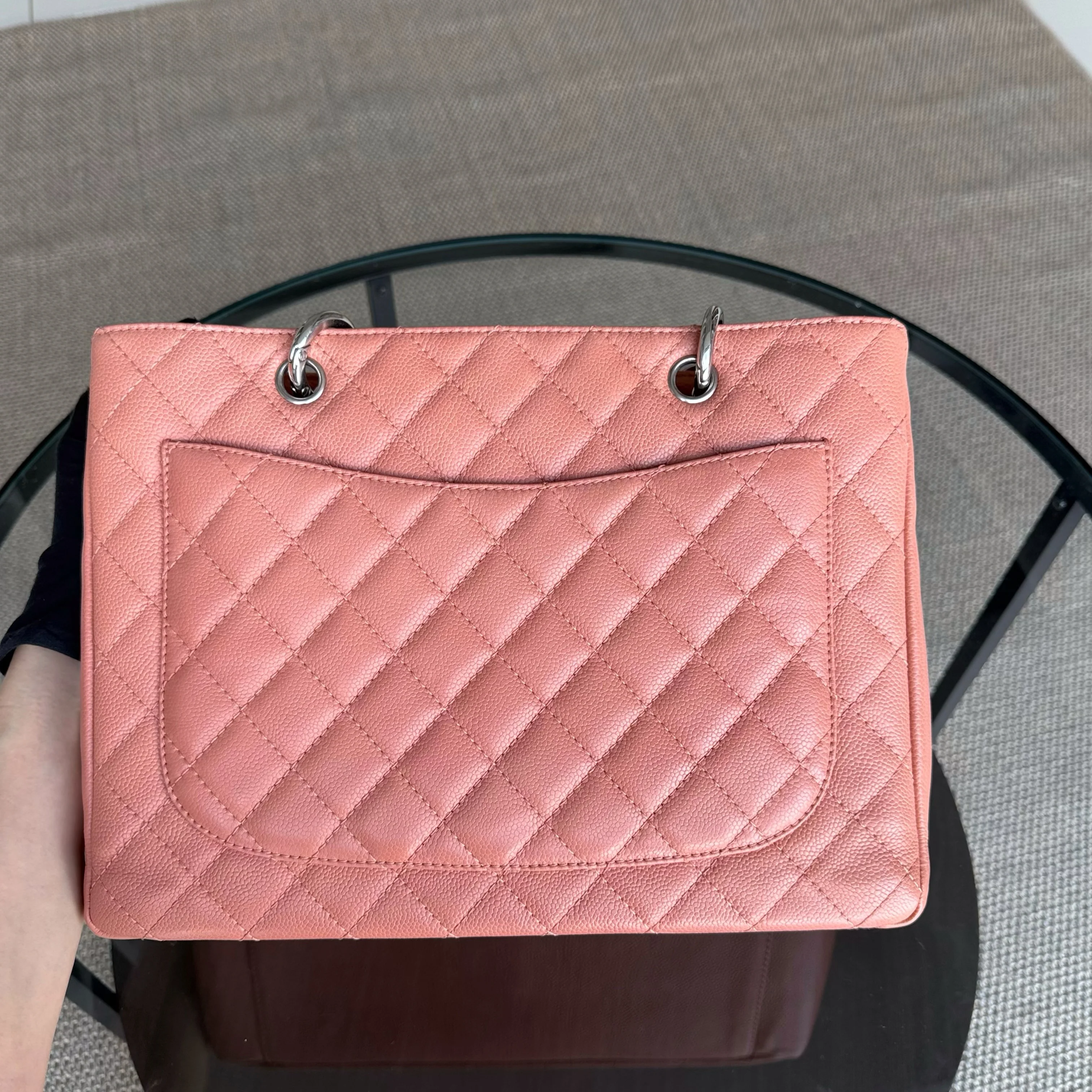 Chanel GST Grand Shopping Tote - Caviar Quilted Grained Calfskin Cinnamon Silver Hardware Series 11