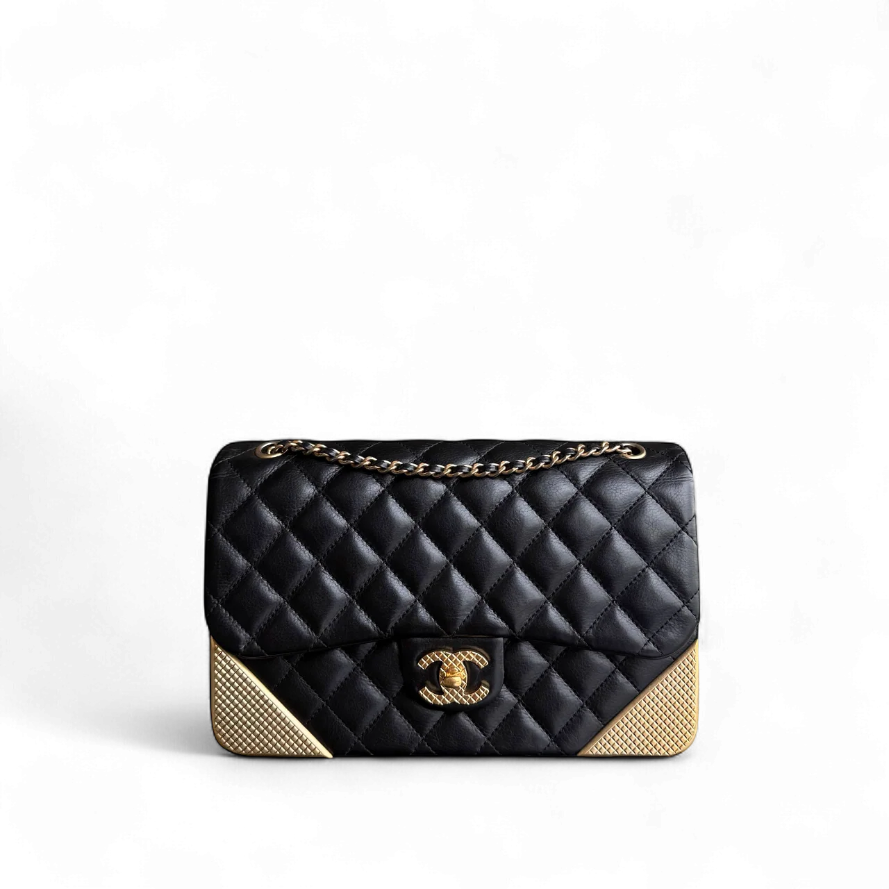 Chanel Classic Flap Seasonal  Medium- Rock The Corner Quilted Calfskin Black Gold Hardware Series 24