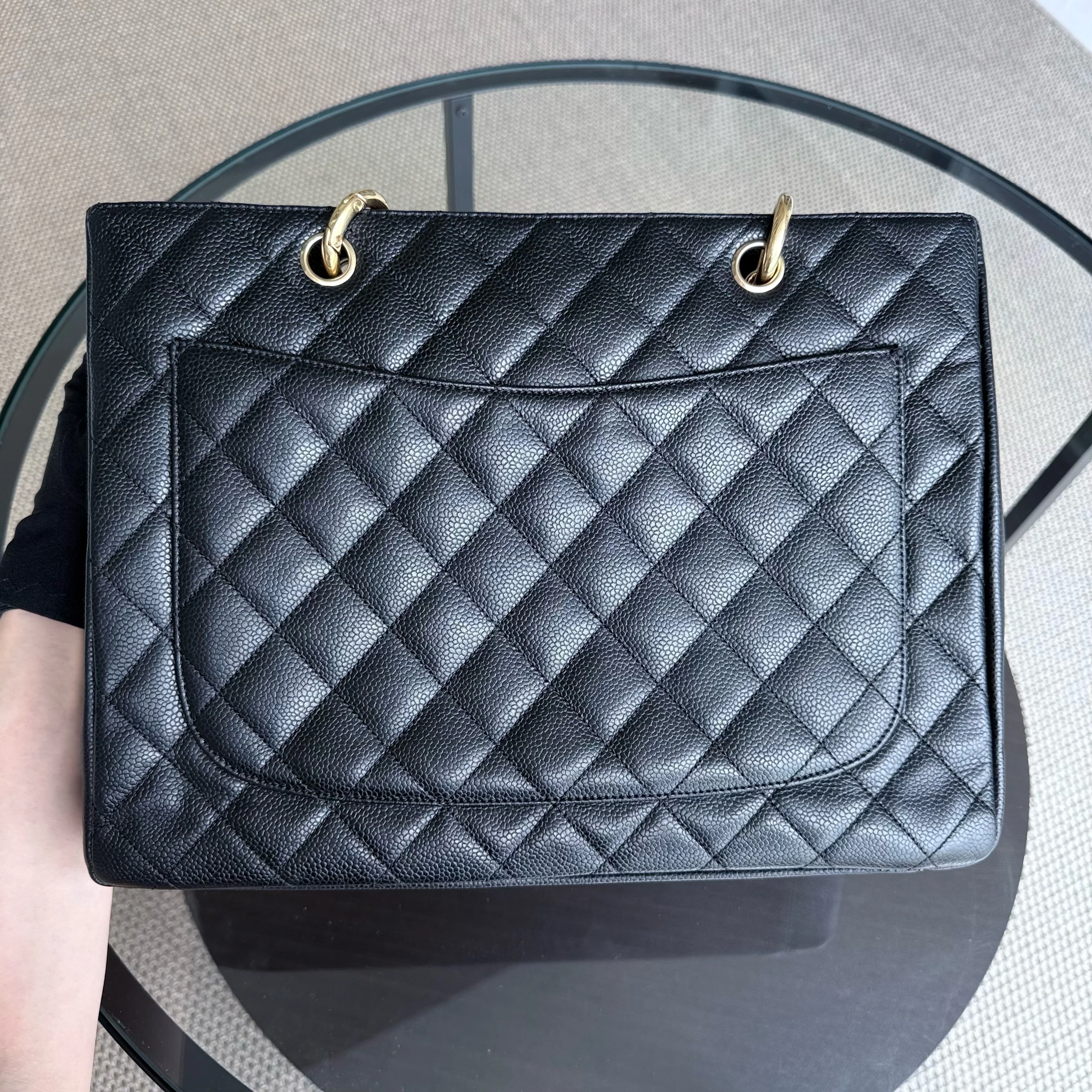 Chanel GST Grand Shopping Tote - Caviar Quilted Black Gold Hardware Series 11