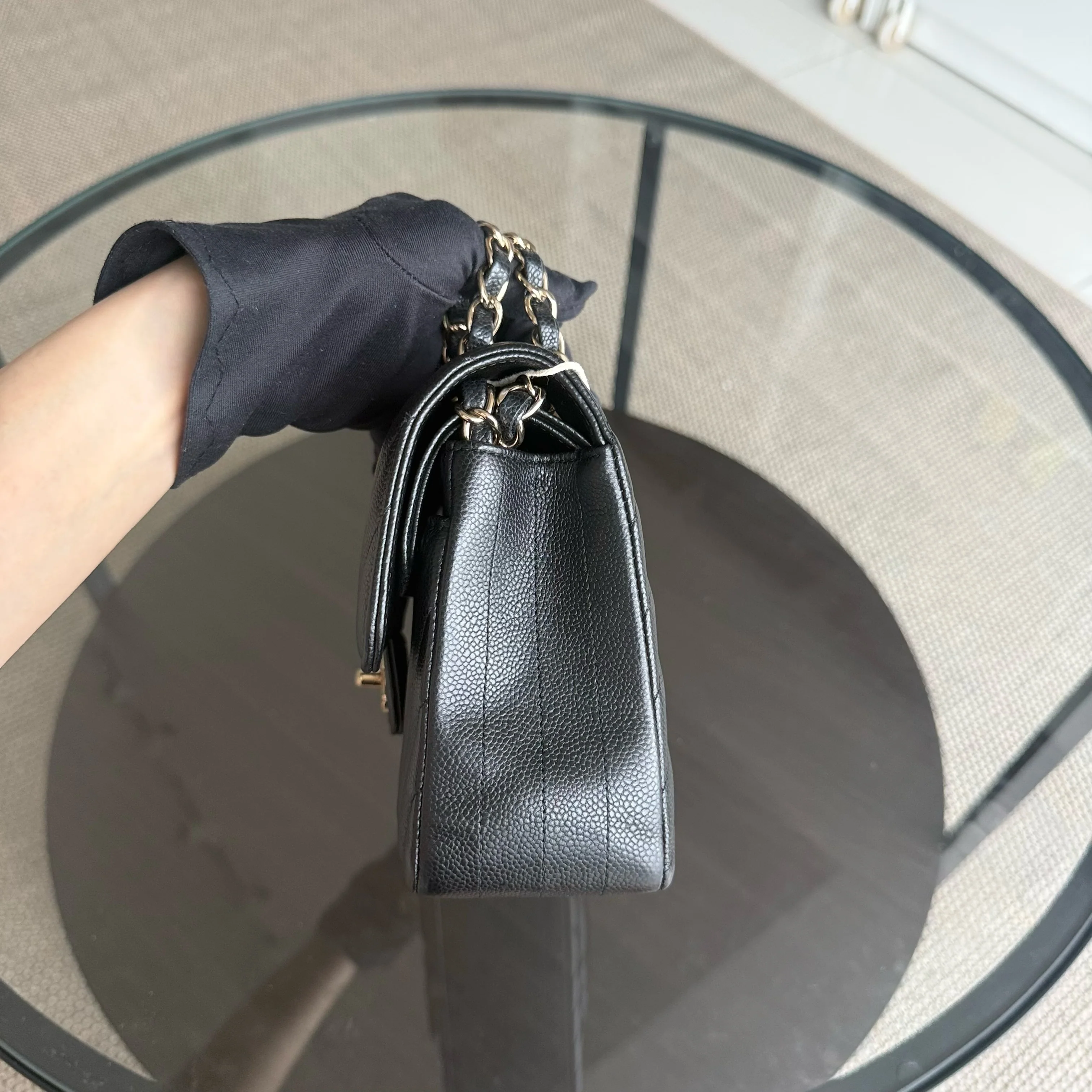 Chanel Classic Flap Small - Caviar 23CM Chevron Black Gold Hardware Series 30