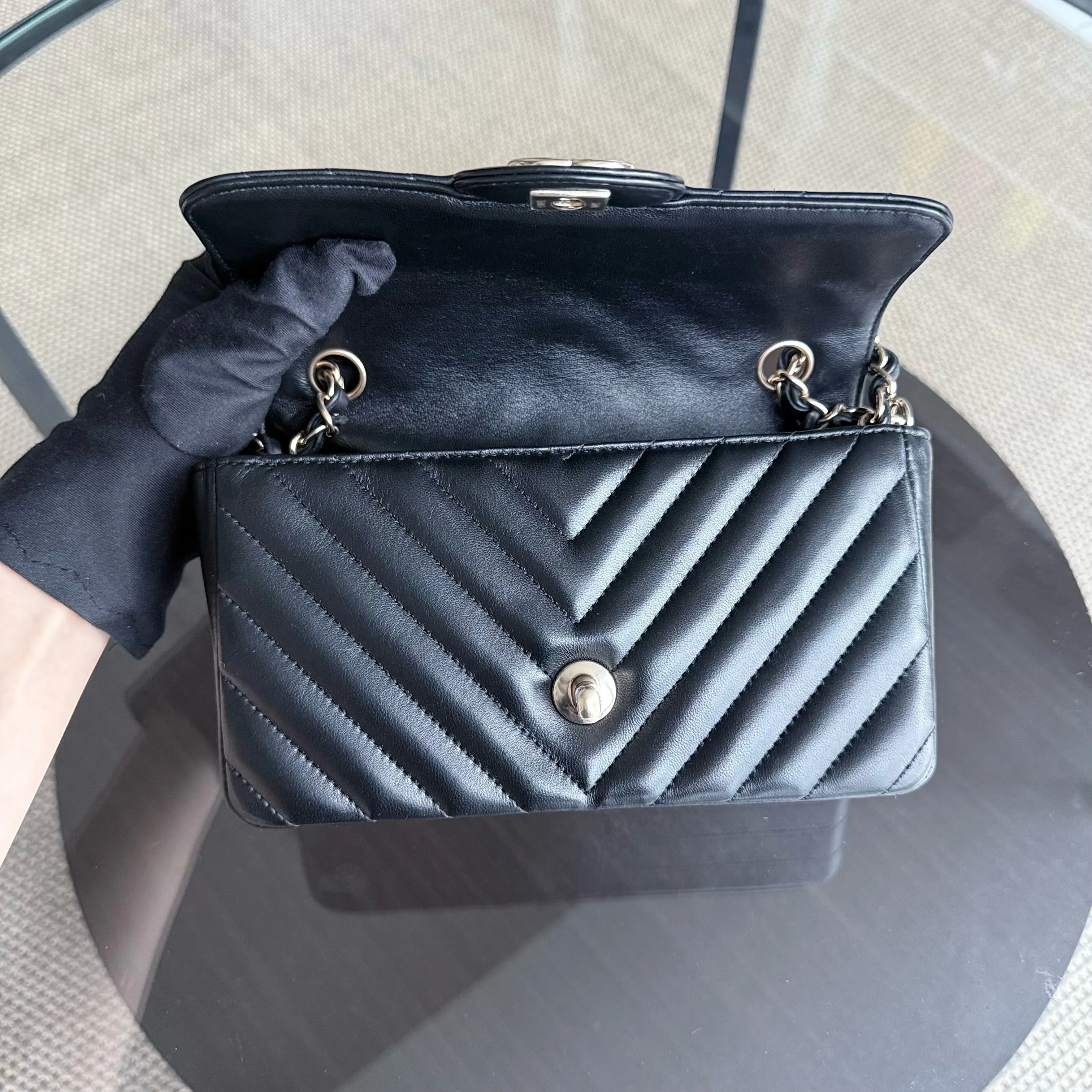 Chanel Classic Flap Mini - Chevron Lambskin Black Gold Hardware Series 26