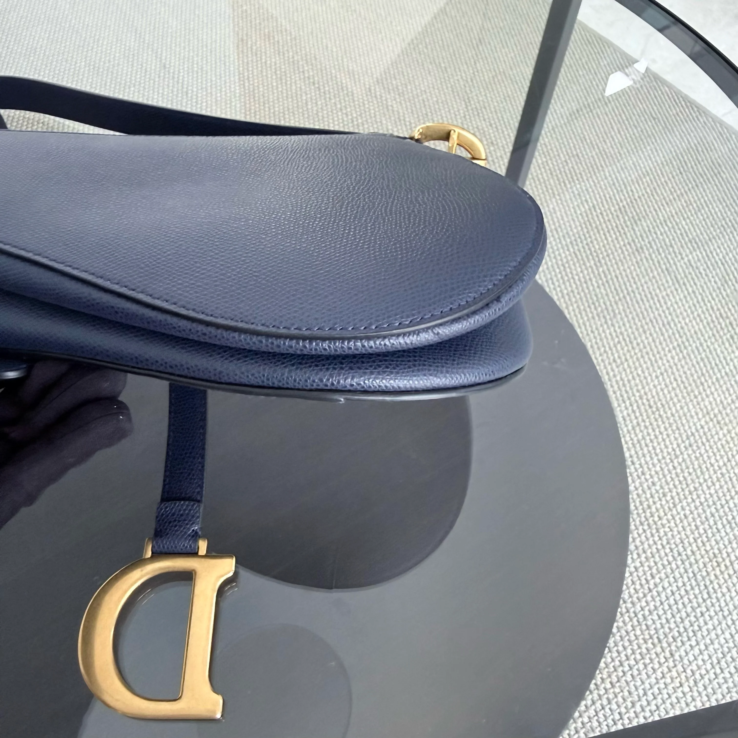 Dior Saddle Medium - Caviar Dark Blue Gold Hardware