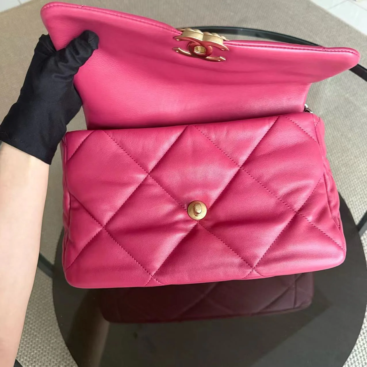 Chanel 19 Bag Medium - C19 Goatskin Hot Pink Two Tone Gold Hardware