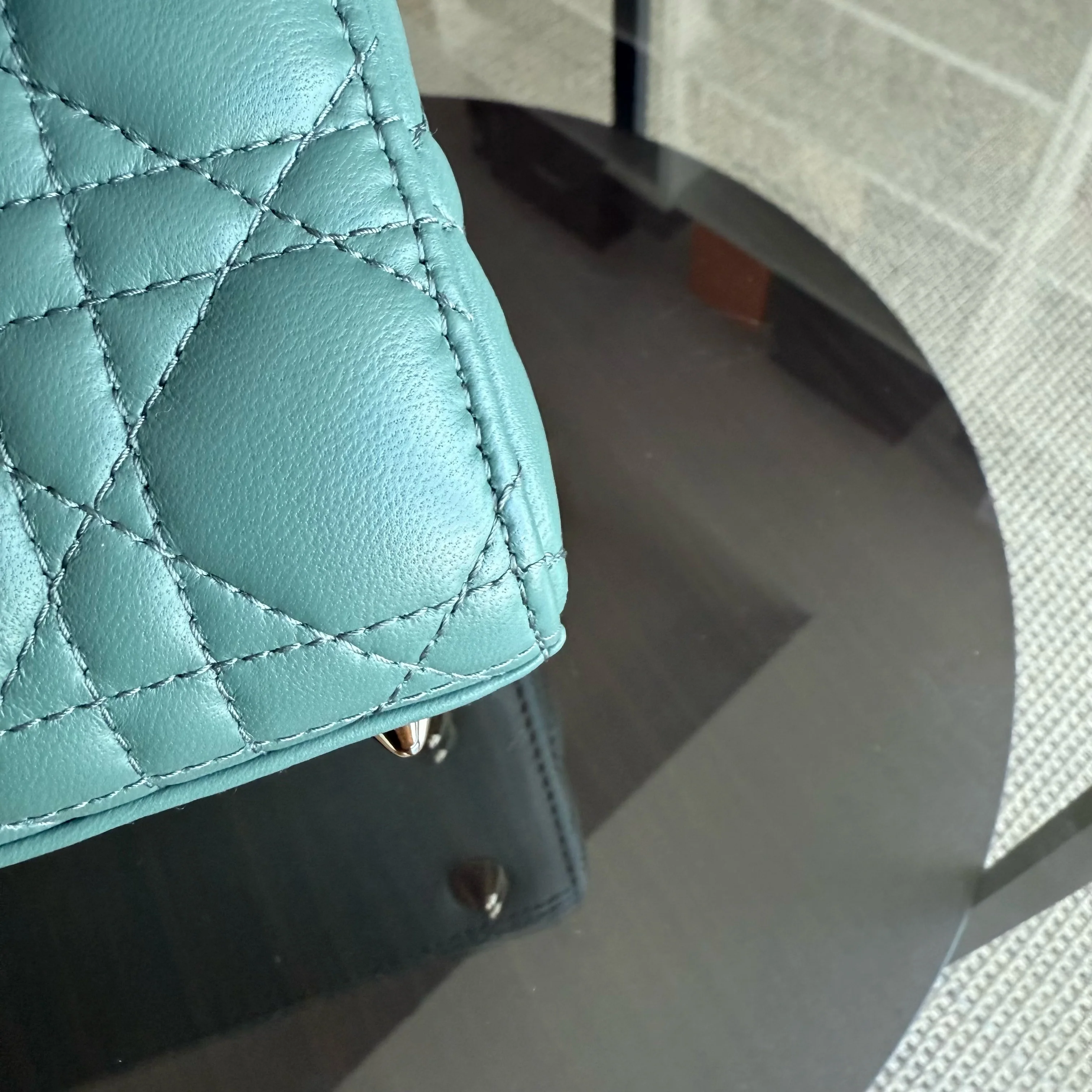 Dior Lady Small Flap - Cannage Lambskin Green Gold Hardware with Charms