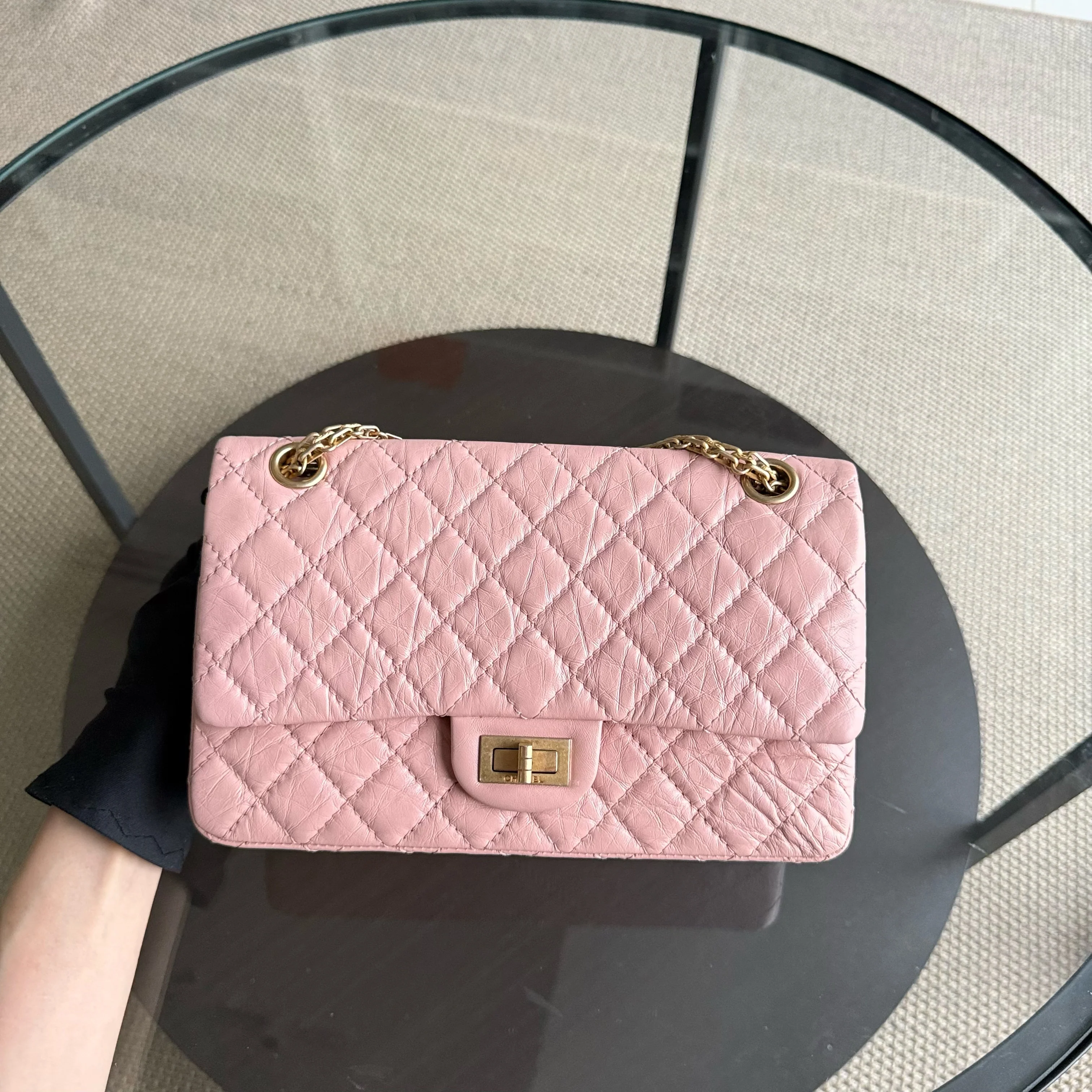 Chanel 2.55 Reissue 225 Small - Sakura Pink Quilted Aged Calfskin Ruthenium Gold Hardware Series 27