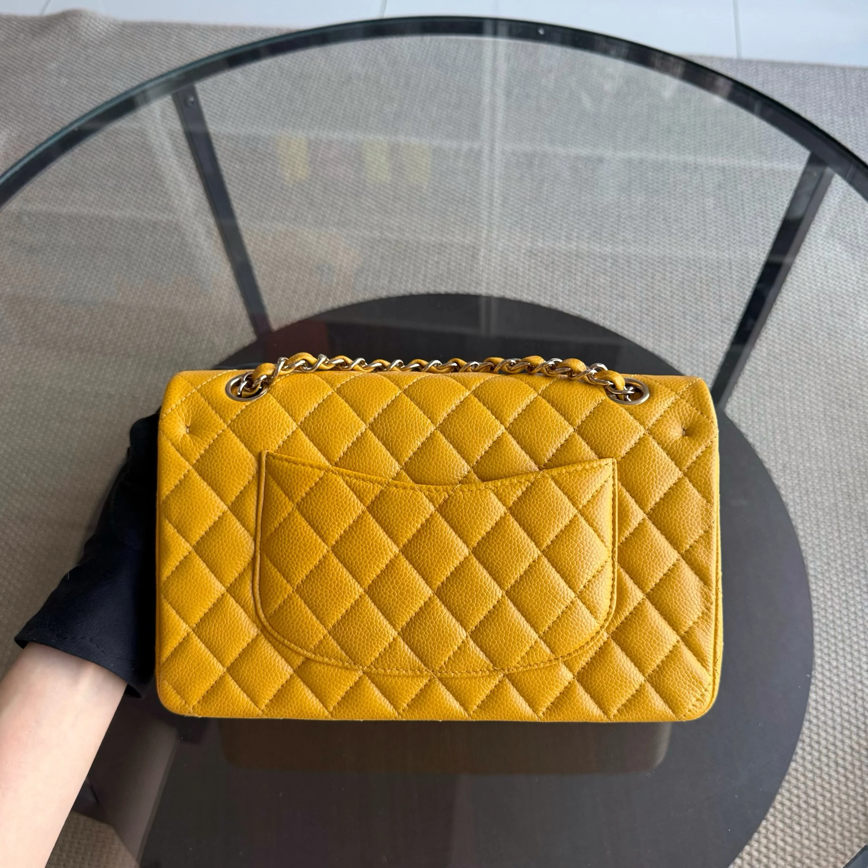 Chanel Classic Flap Medium - Caviar Quilted Grained Calfskin Mustard Gold Hardware Series 25