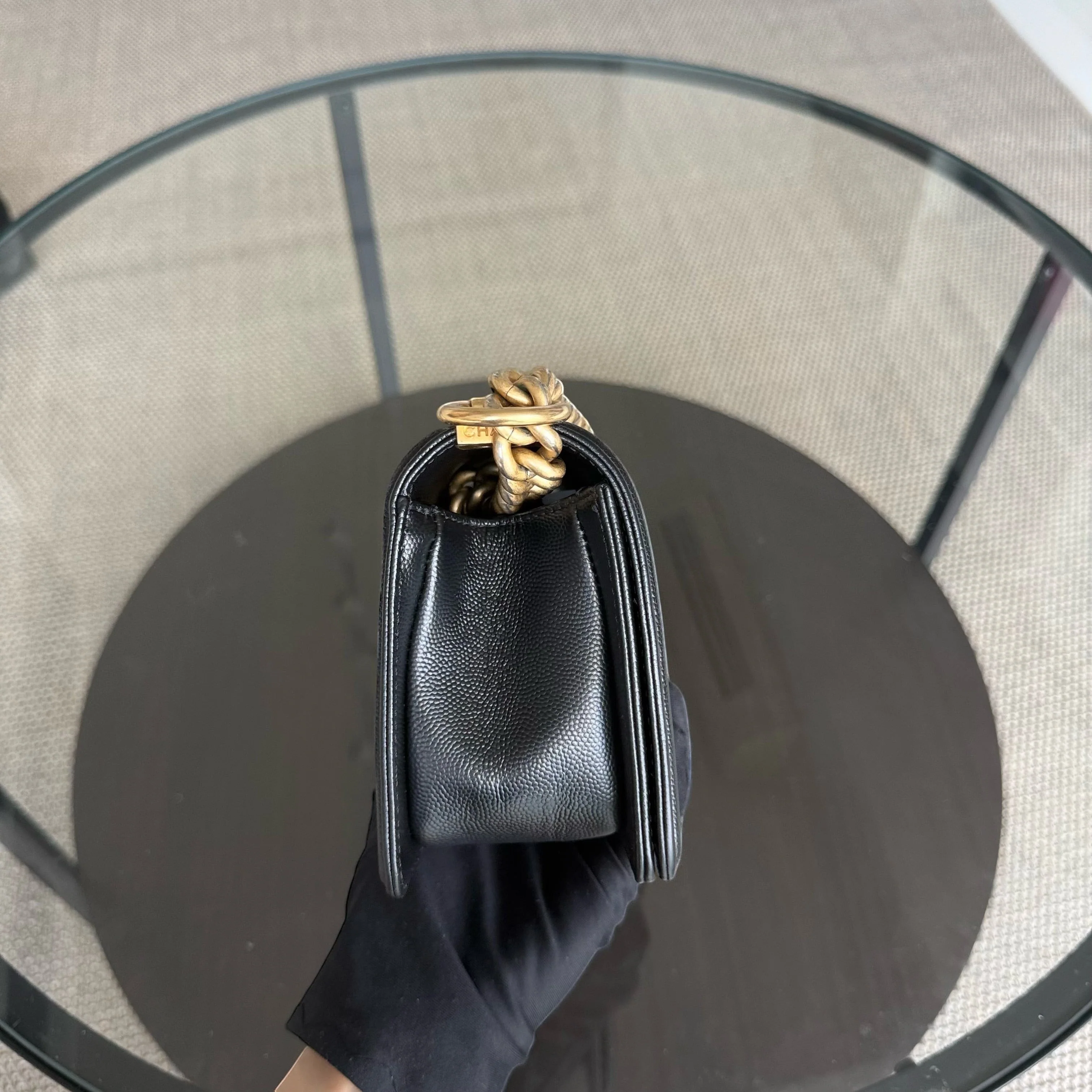 Chanel Boy Small - Caviar 20CM Quilted Black Gold Hardware Series 27