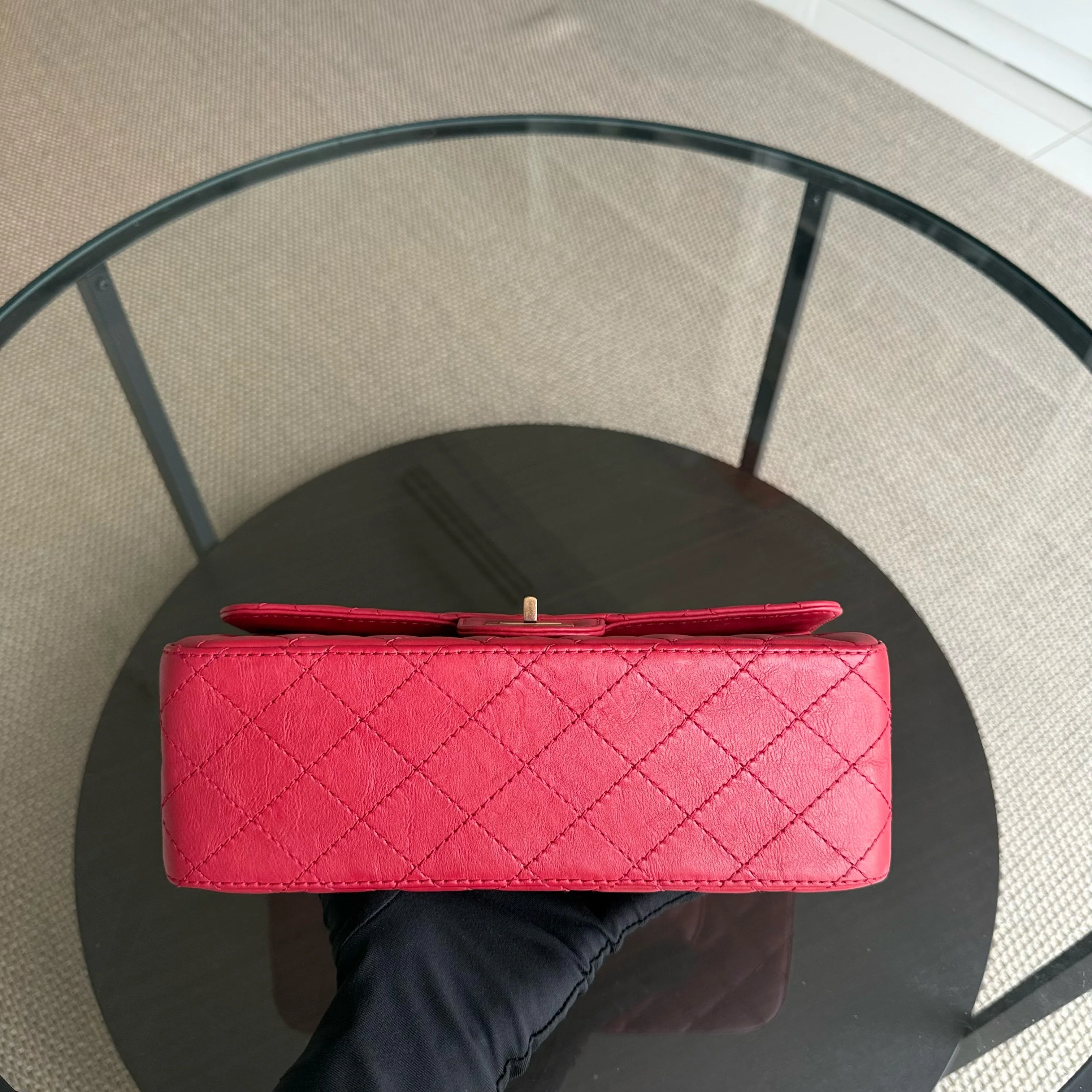 Chanel 2.55 Reissue 225 - Calfskin 24CM Quilted Red Ruthenium Gold Hardware Series 23