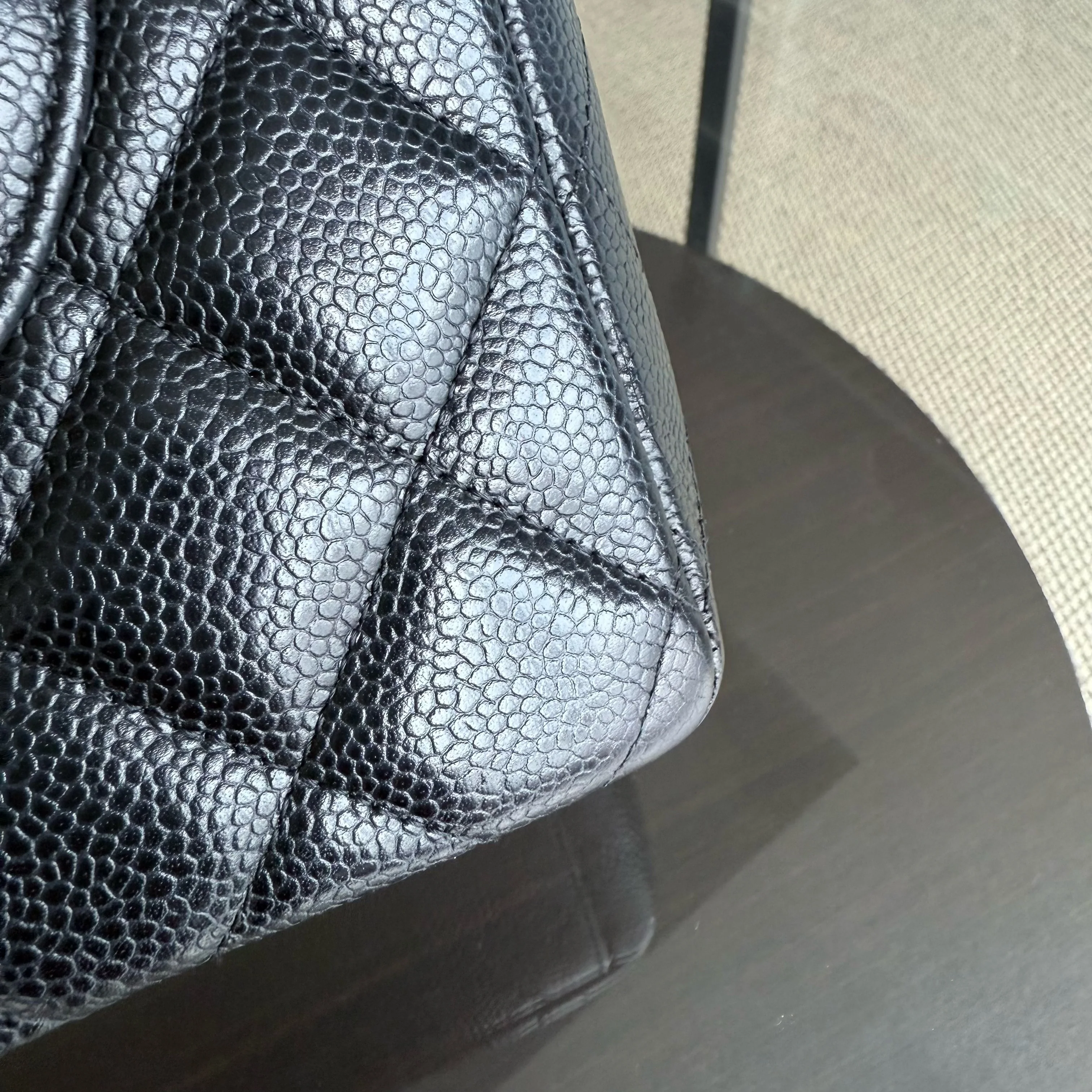 Chanel Classic Flap Maxi - Caviar Double Flap 33CM Quilted Black Gold Hardware Series 15