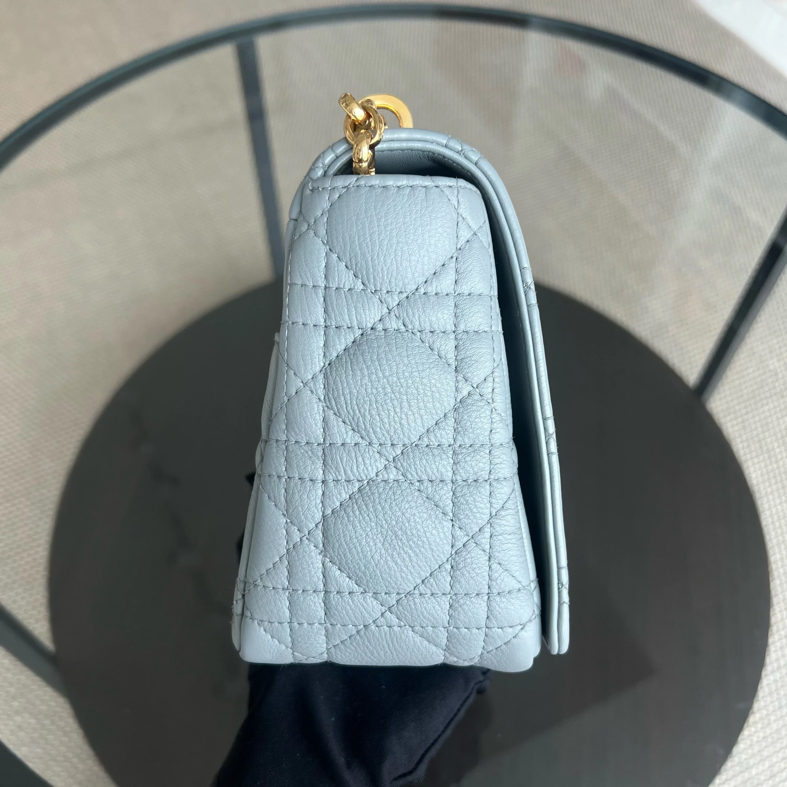 Dior Caro Medium - Cannage Calfskin Grey Gray Gold Hardware