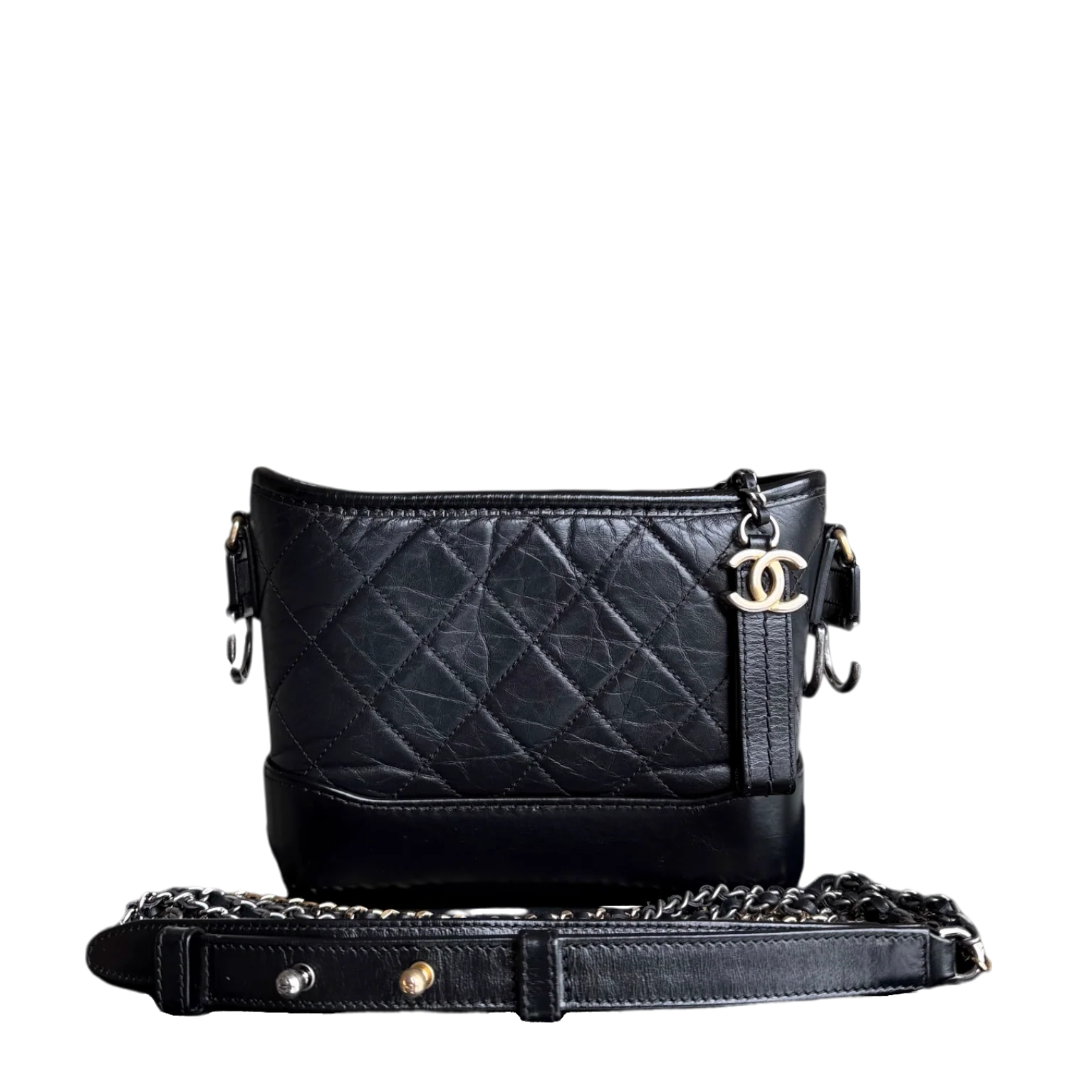 Chanel Gabrielle Hobo Small - Quilted Calfskin Black Gold Hardware