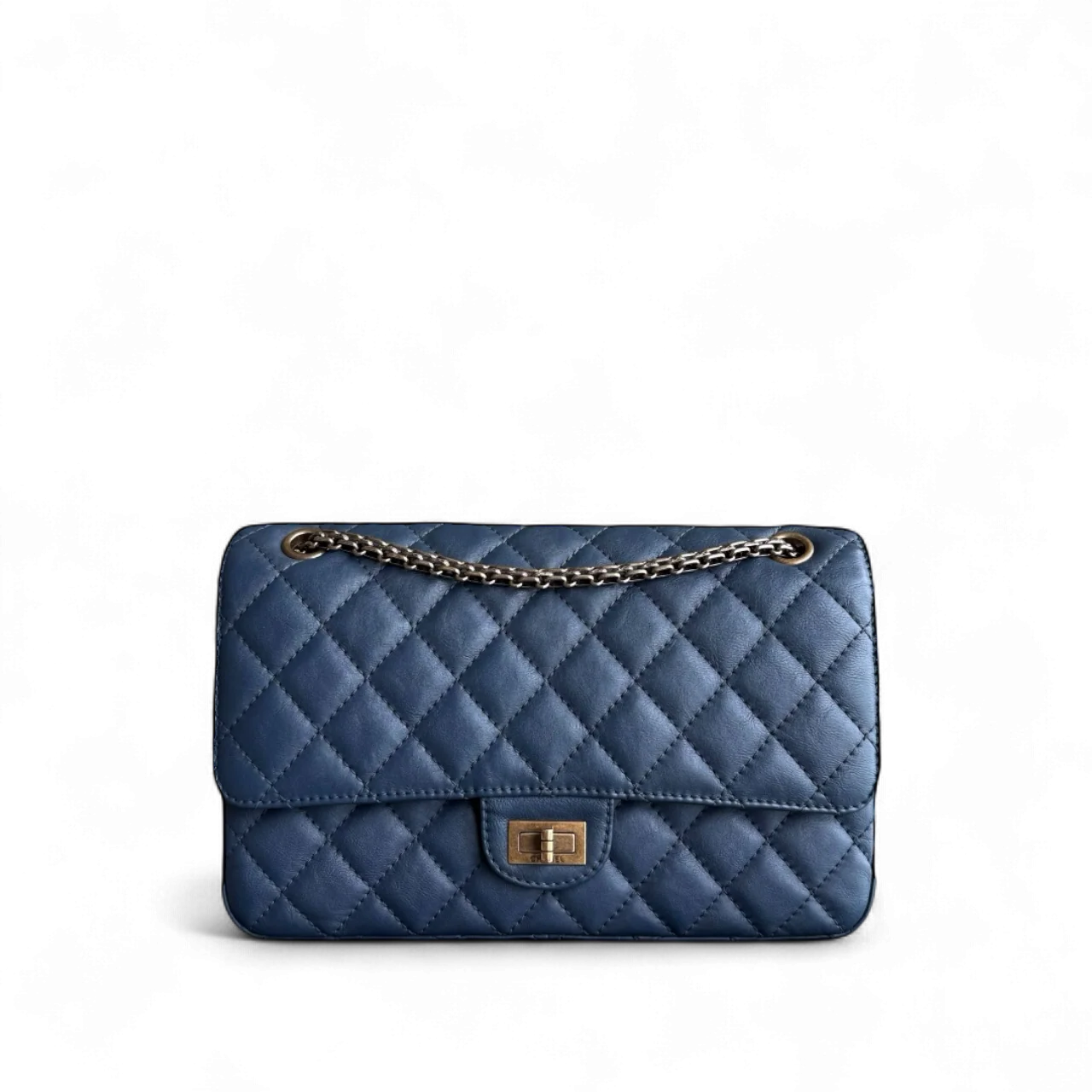 Chanel 2.55 Reissue 226 - Quilted Grained Calfskin Blue Gold Hardware Series 23
