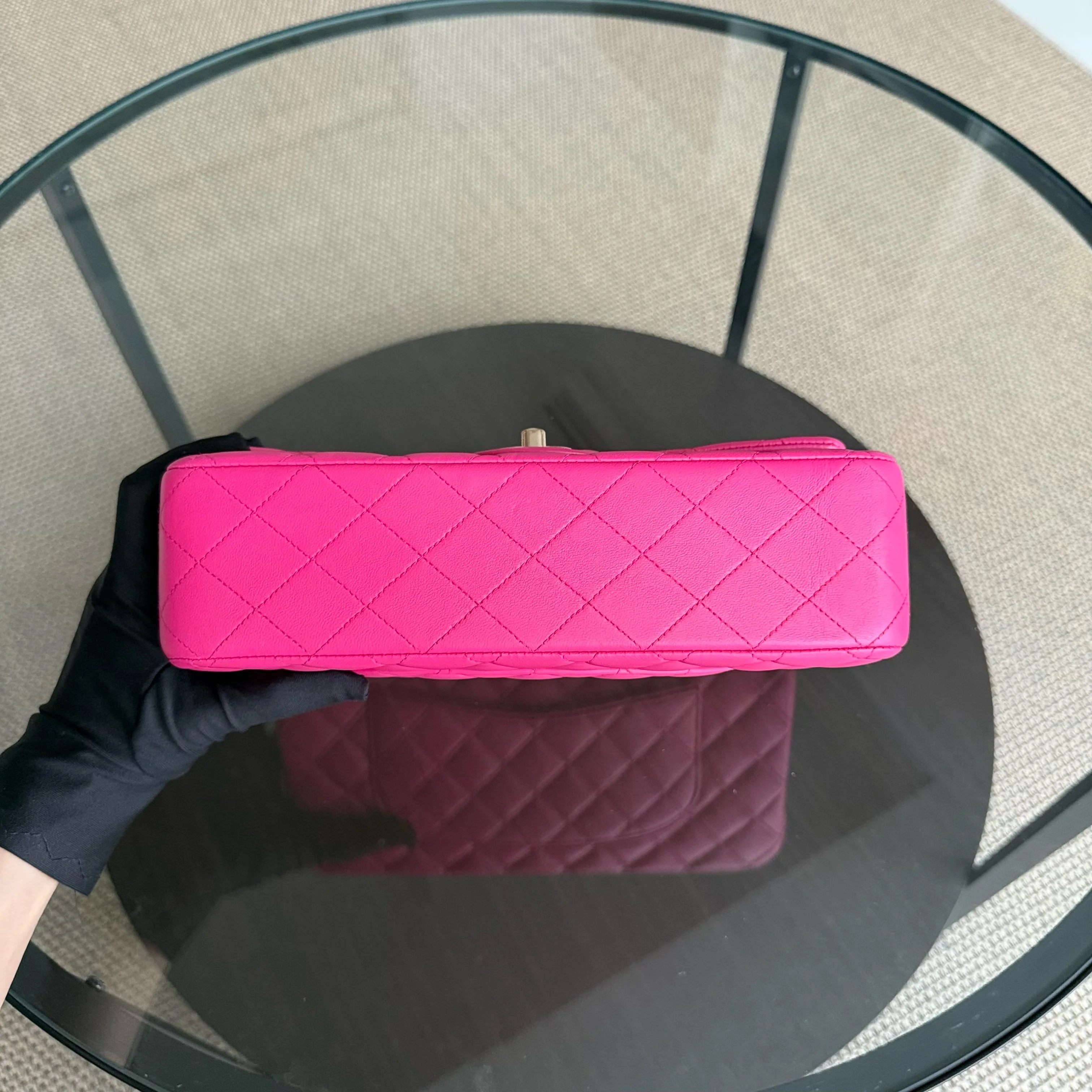 Chanel Classic Flap Medium - 25CM Quilted Lambskin Hot Pink Gold Hardware Series 22