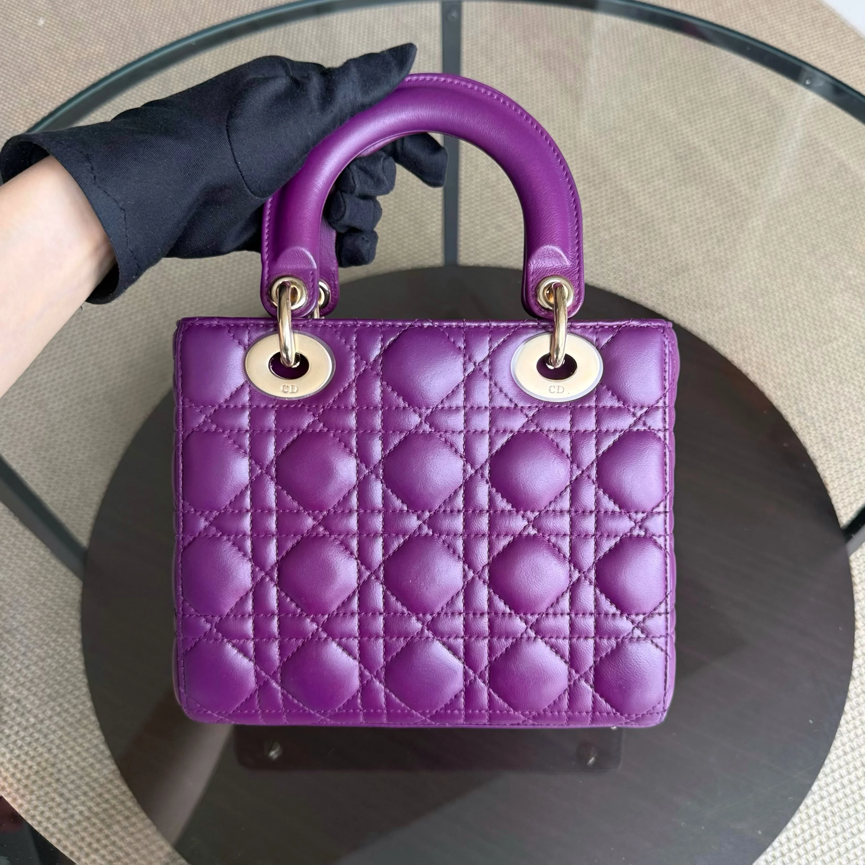 Dior Lady Small ABC - Cannage Lambskin Purple Gold Hardware MyABC