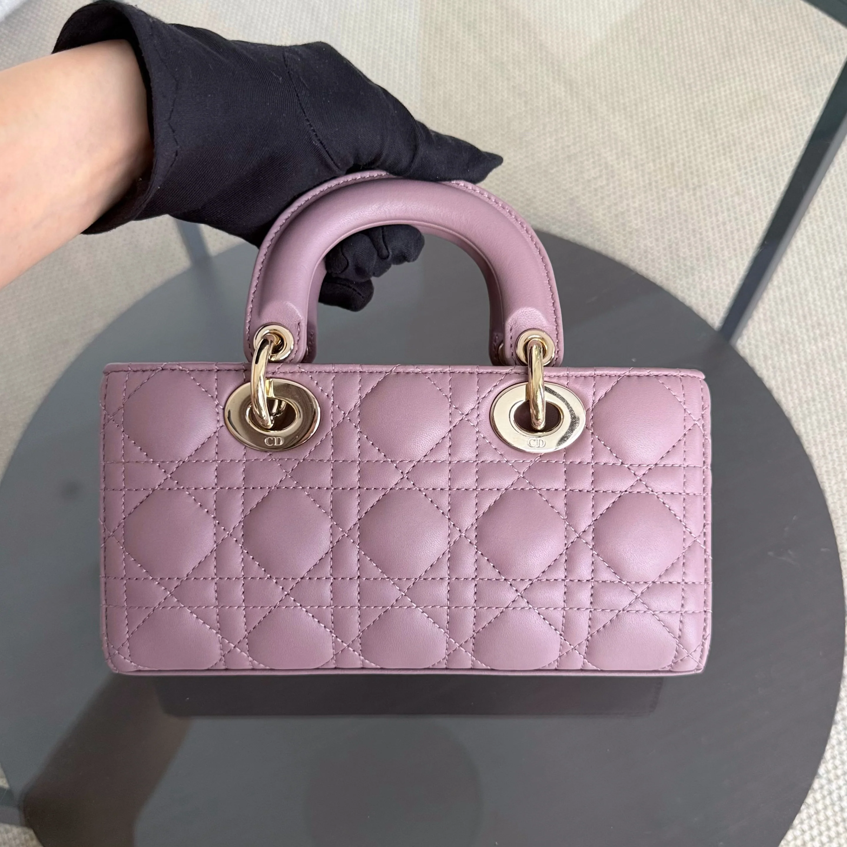 Dior D-Joy Small Lady - Cannage Lambskin Pink Gold Hardware