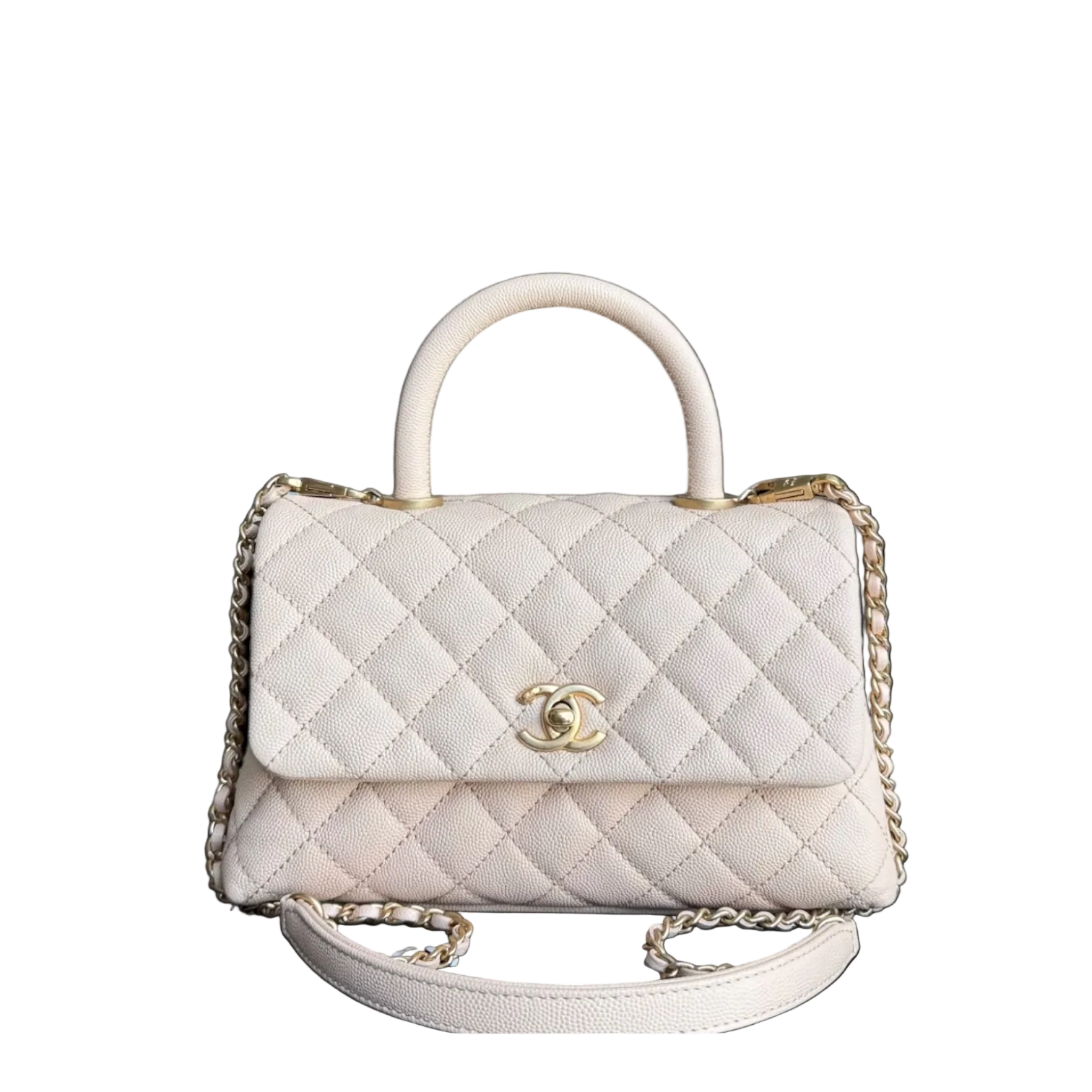 Chanel Coco Handle Small - Caviar Quilted Beige Gold Hardware Series 24