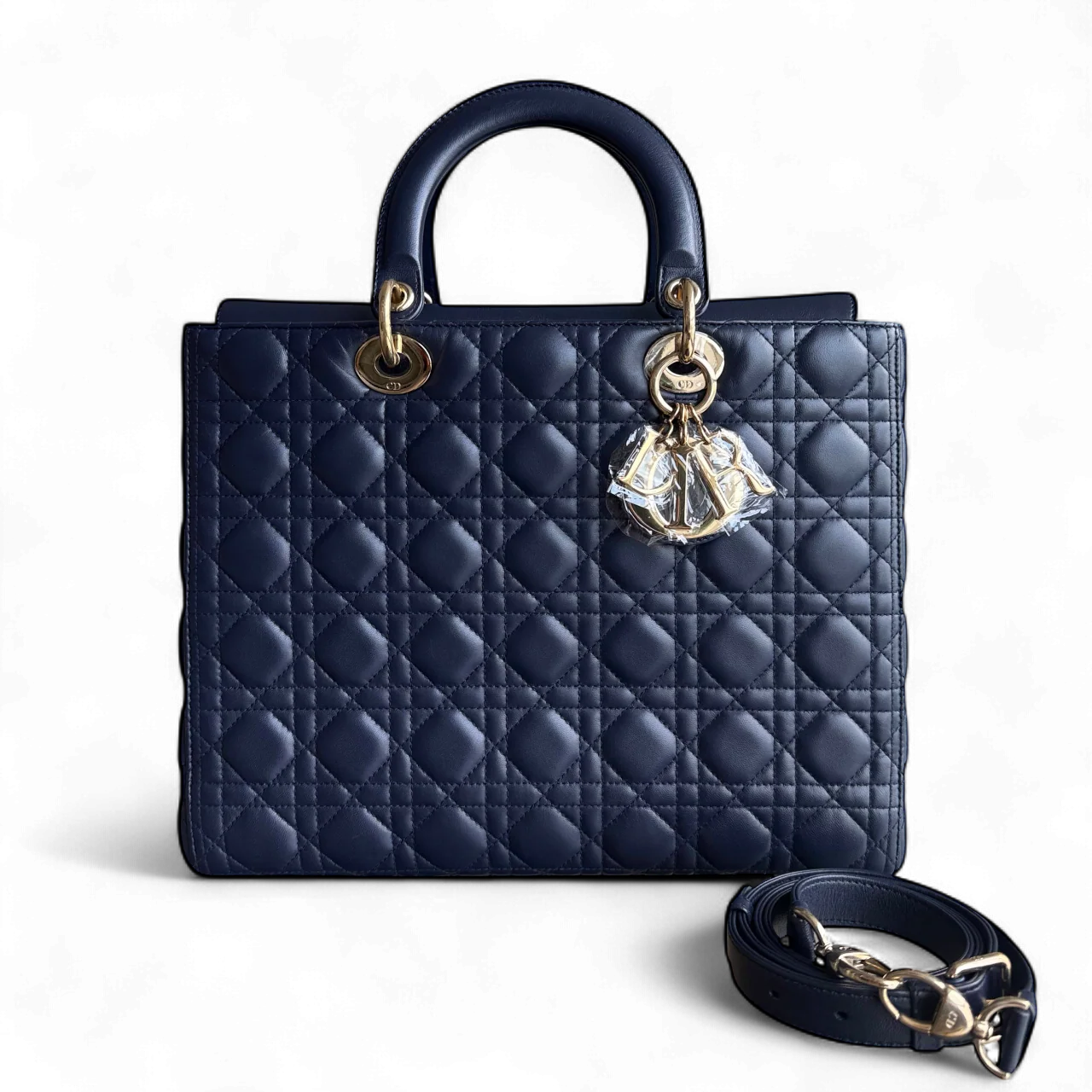 Dior Lady Large Flap - Canange Lambskin Dark Blue Gold Hardware