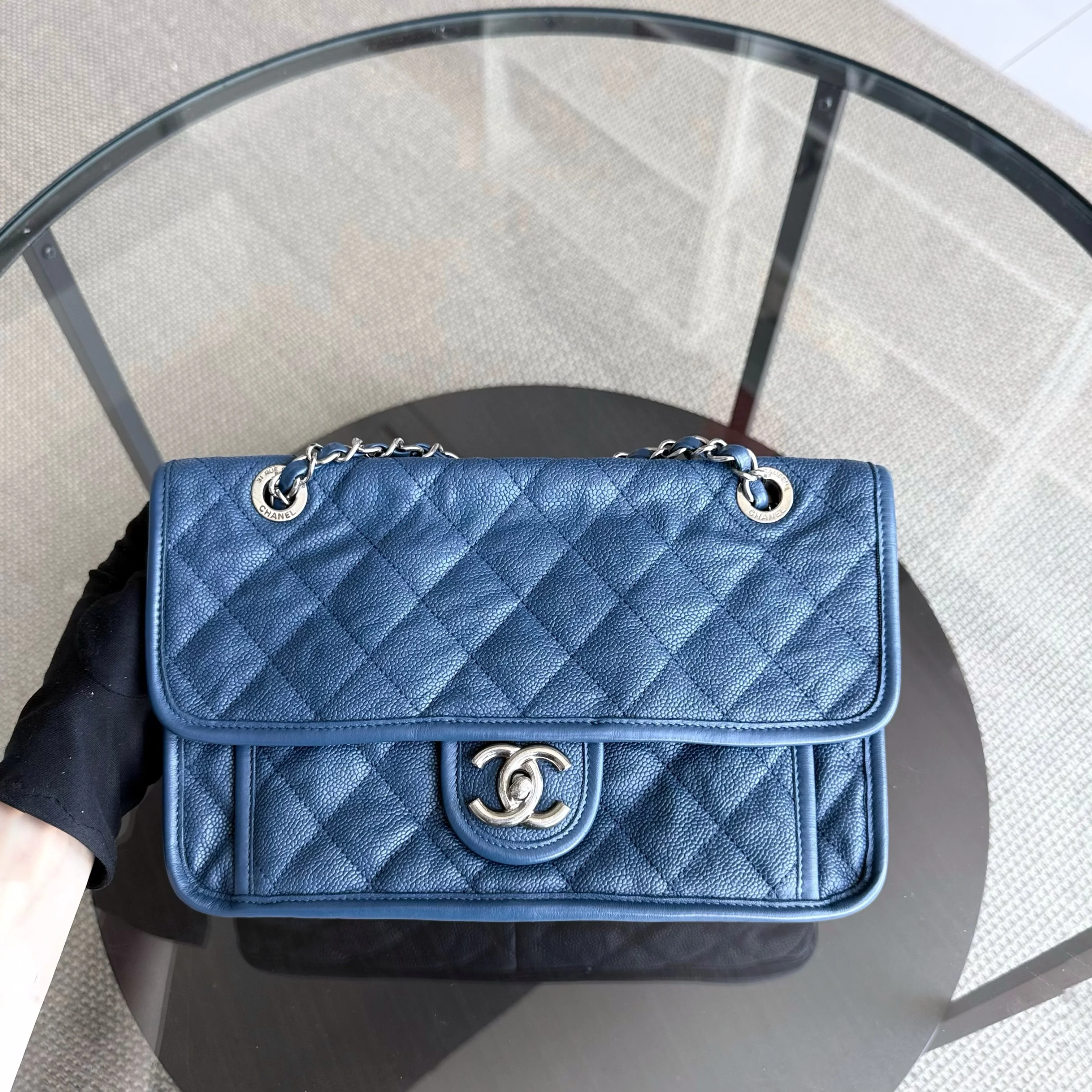 Chanel French Riviera - Caviar Quilted Grained Calfskin Blue Silver Hardware Series 15