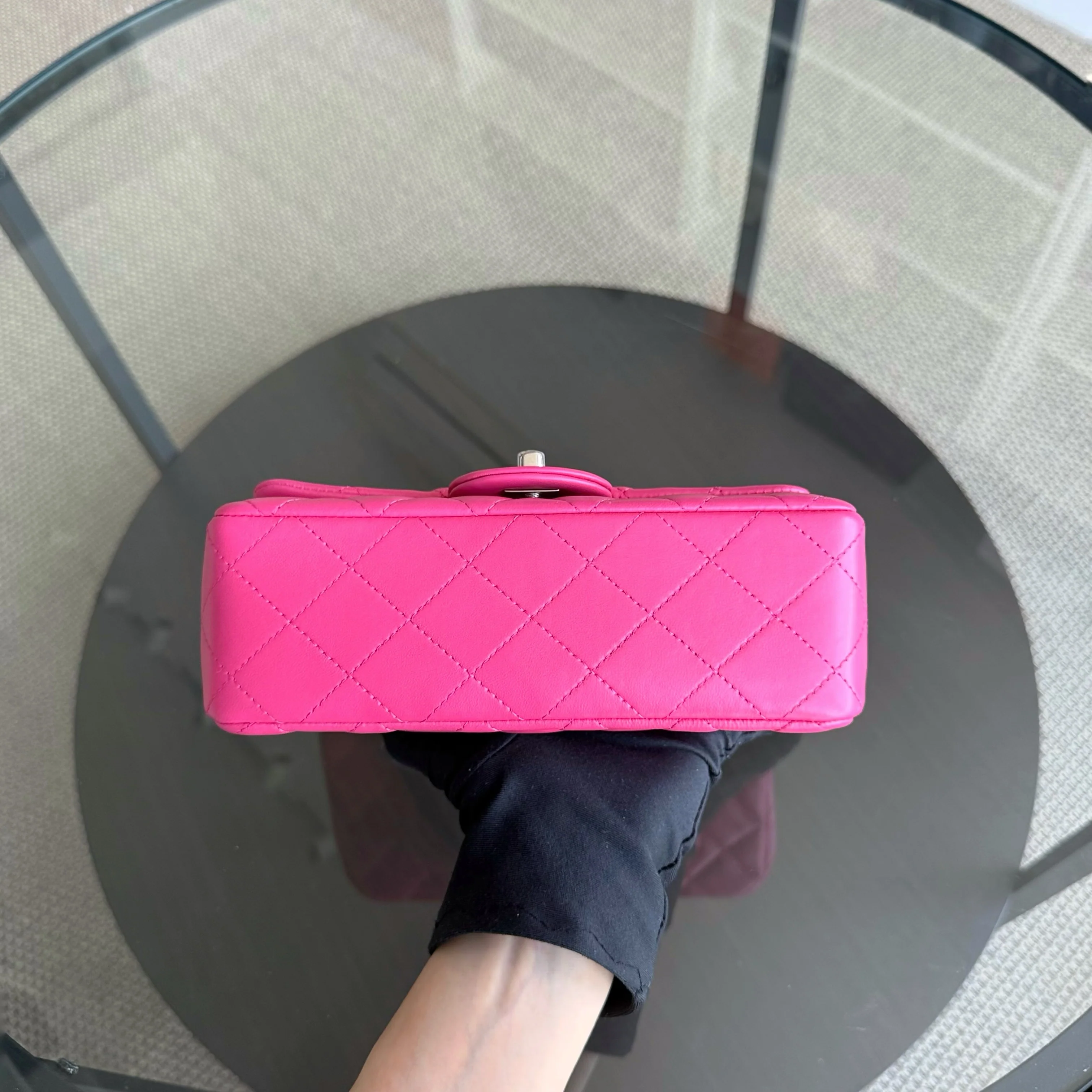 Chanel Classic Flap Mini Rectangle - 20CM Quilted Lambskin Pink Gold Hardware Series 19