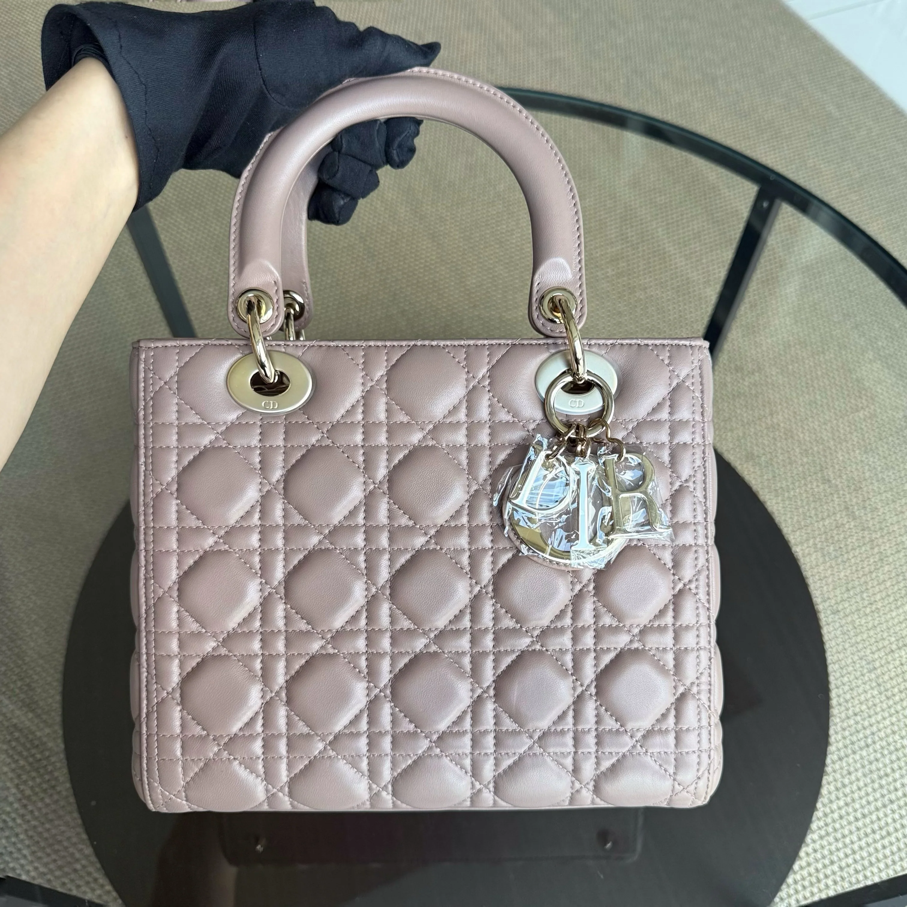 Dior Lady Medium - Canange Lambskin Blush Gold Hardware