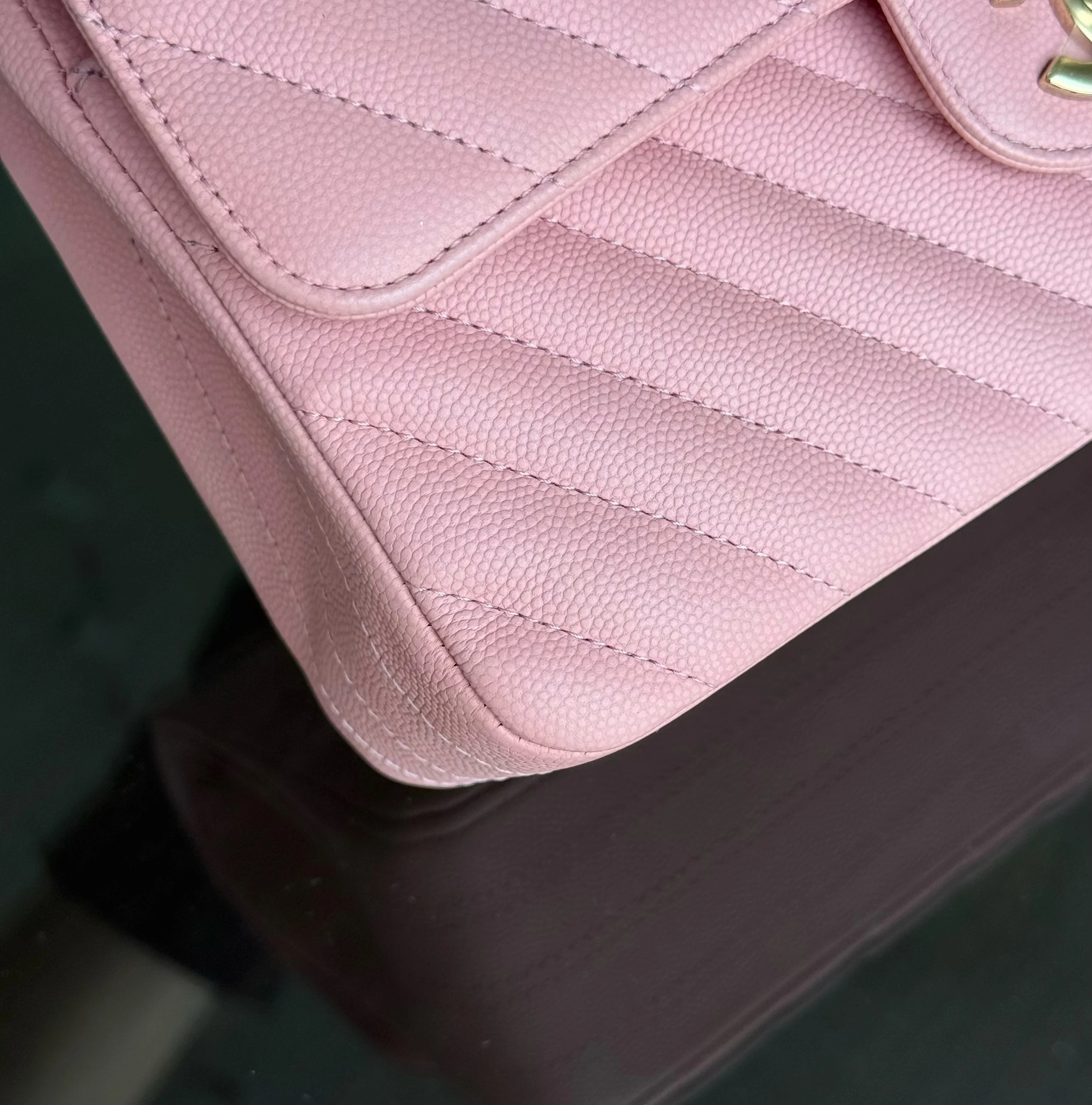 Chanel Classic Flap Small - Caviar 23CM Chevron Light Pink Gold Hardware Series 28