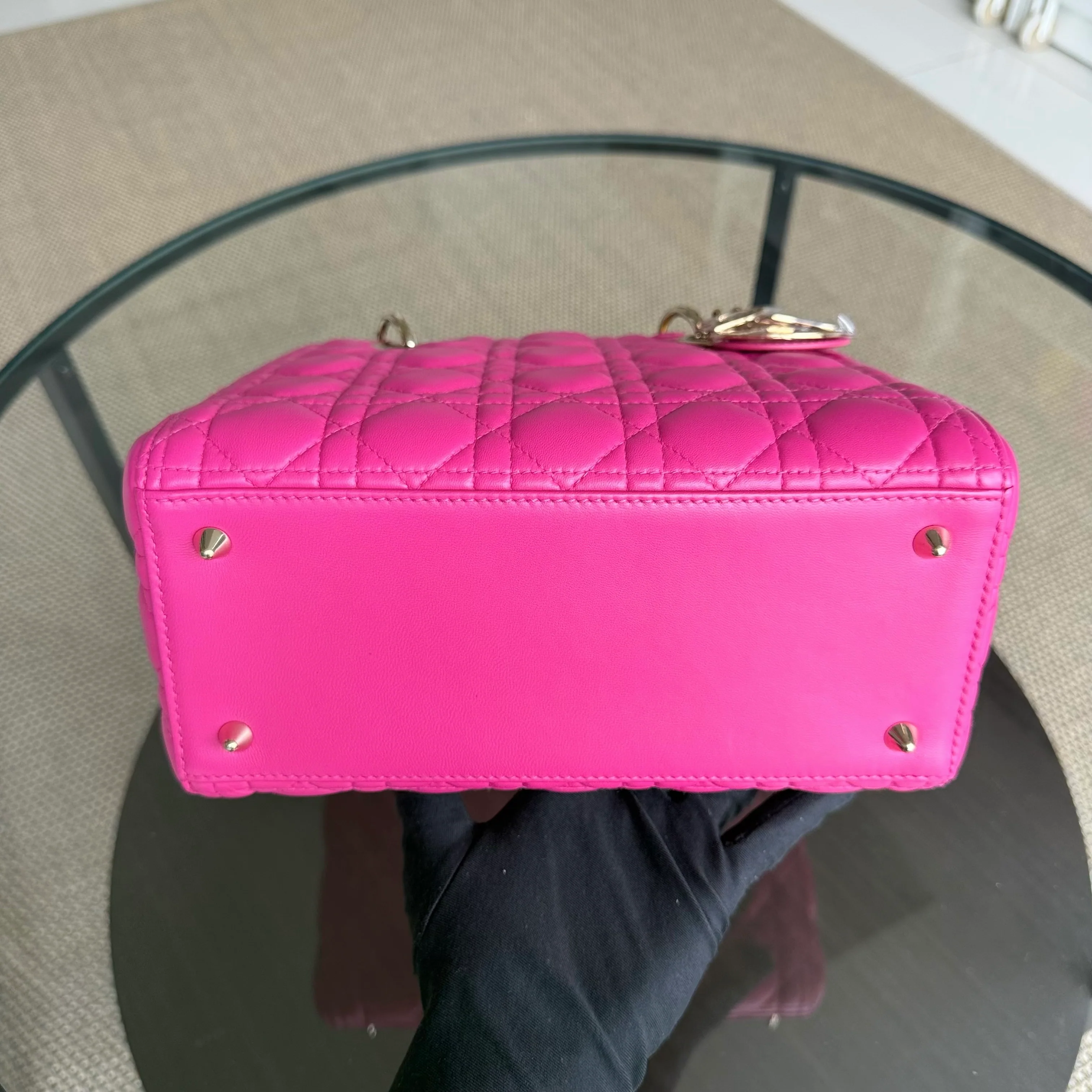 Dior Lady Medium - Cannage Lambskin Pink Gold Hardware NO STRAP