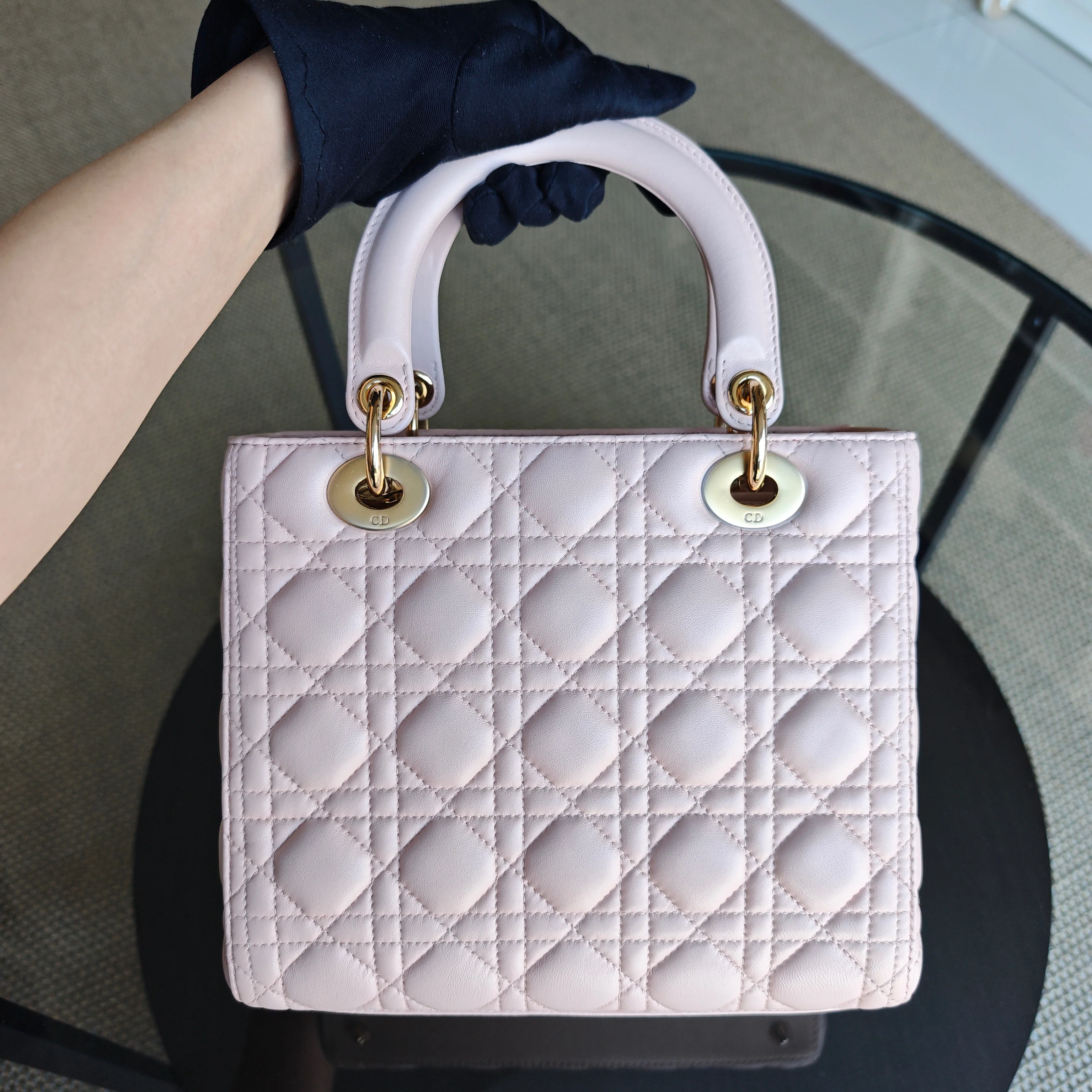 Dior Lady Medium - Cannage Lambskin Sakura Pink Gold Hardware NO STRAP