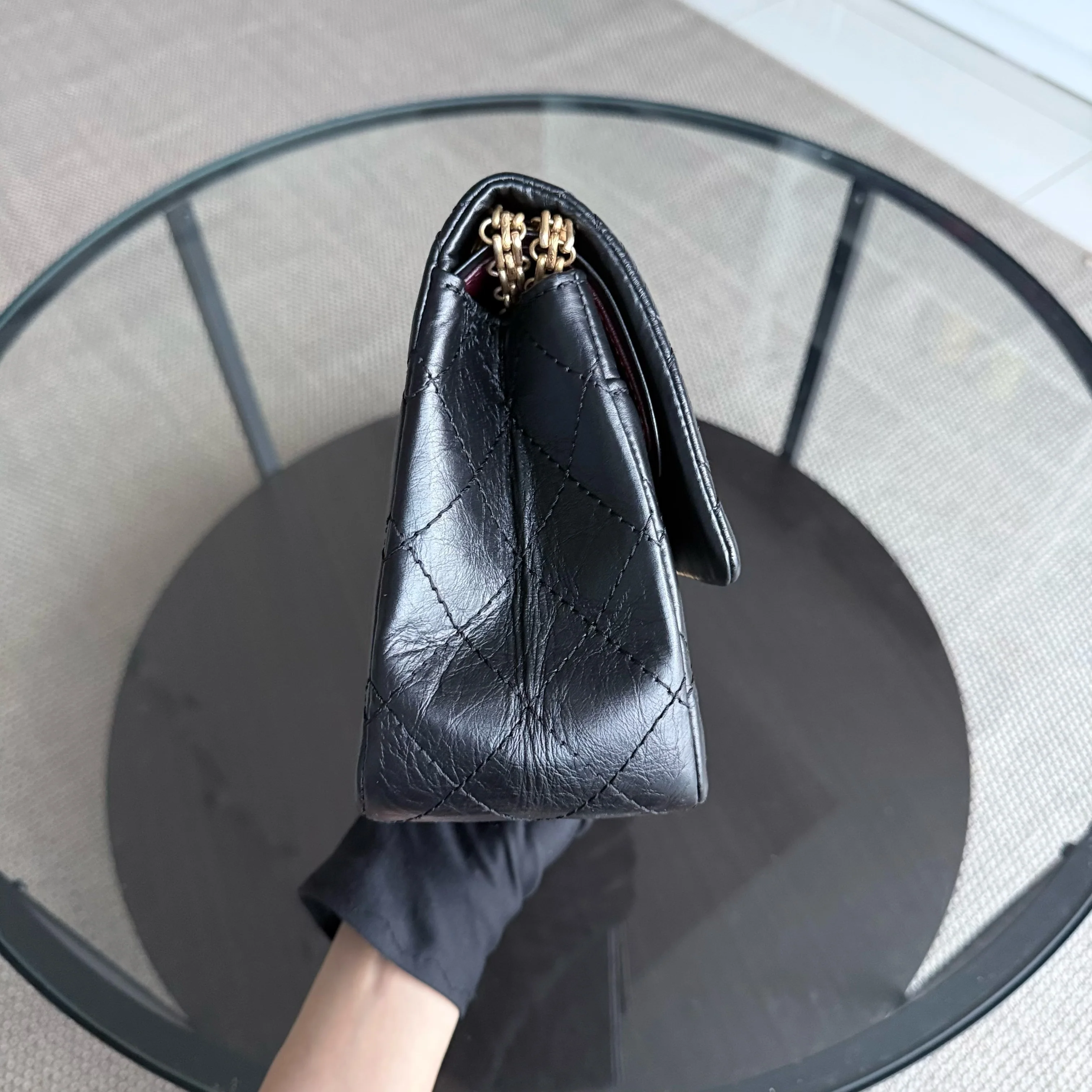 Chanel 2.55 Reissue 226 - 28CM Quilted Aged Calfskin Black Gold Hardware