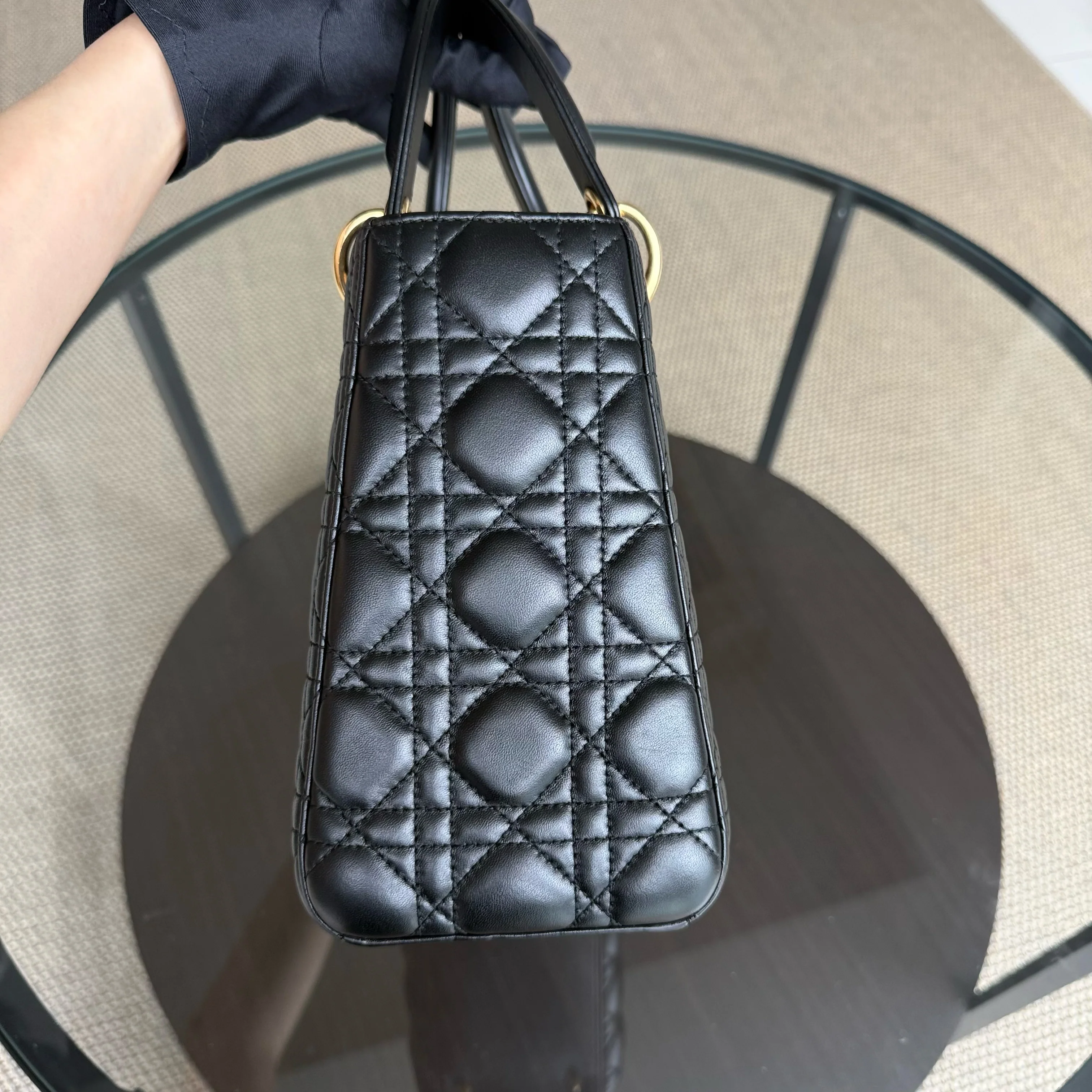 Dior Lady Medium - Cannage Lambskin Black Gold Hardware NO STRAP