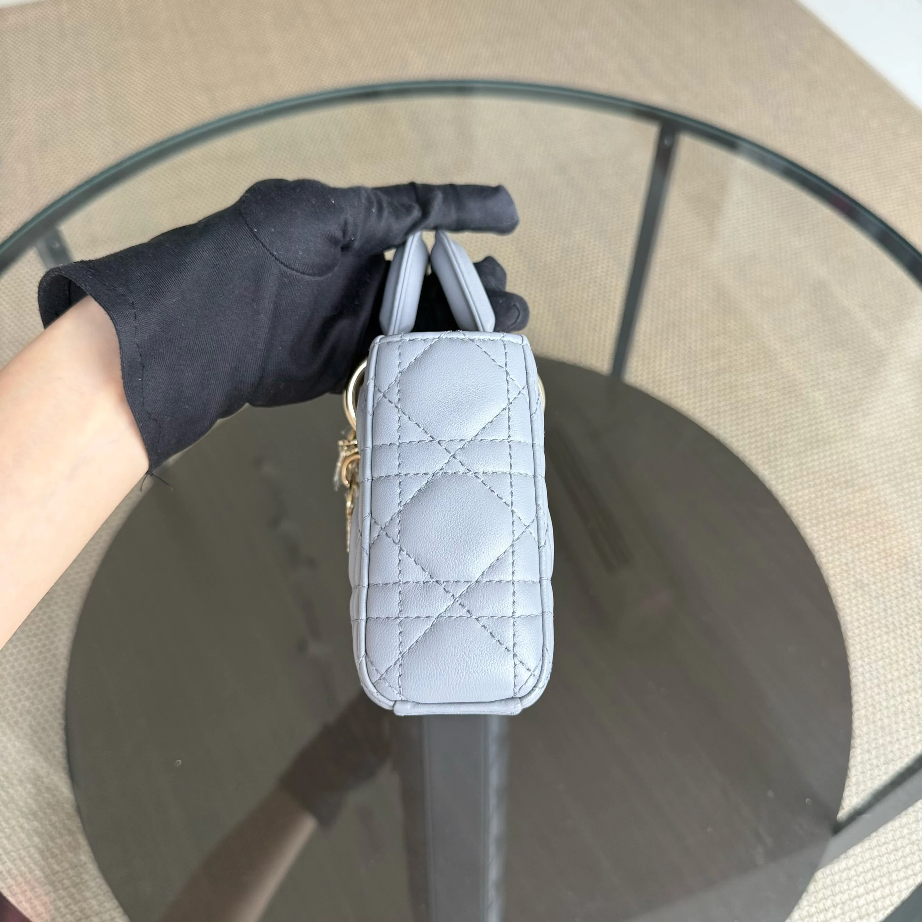 Dior Lady D-Joy Small - Cannage Lambskin Gray Gold Hardware