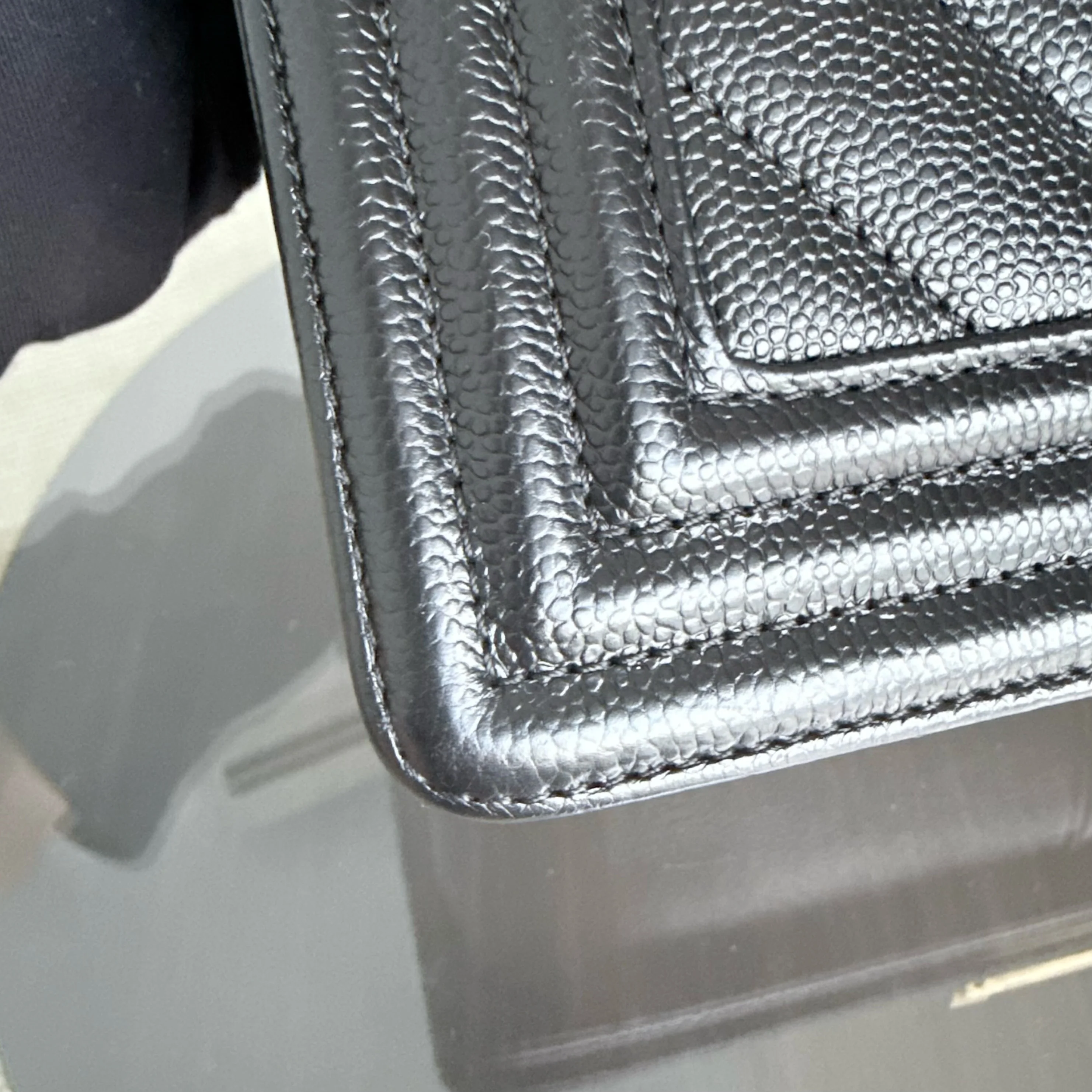 Chanel Boy Medium - Caviar 25CM Chevron Black Gold Hardware Series 24