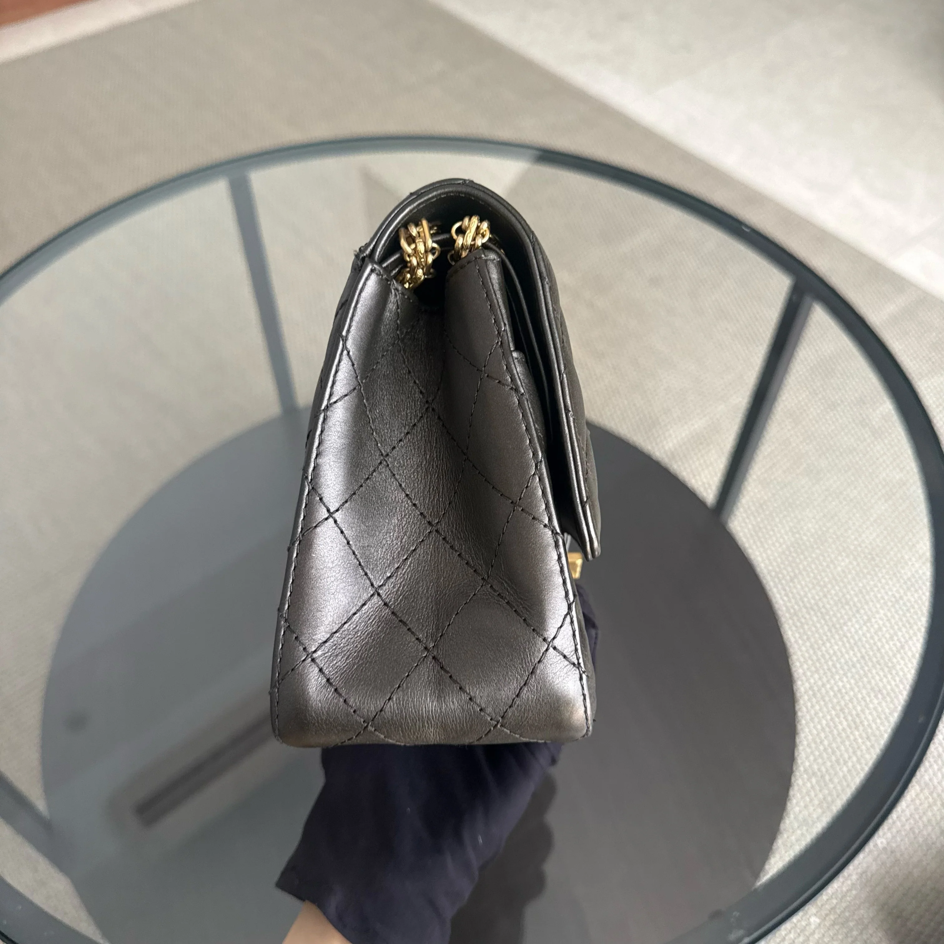 Chanel 2.55 Reissue 226 - Quilted Aged Calfskin Dark Grey Bronze Gold Hardware