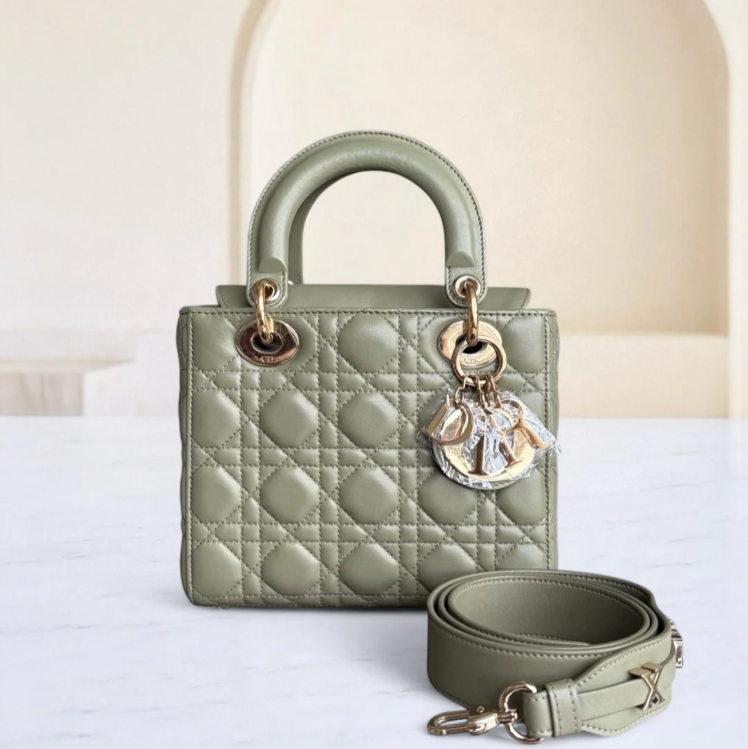 Dior Lady Small Flap ABC - Cannage Lambskin Green Avocado Gold Hardware MyABC