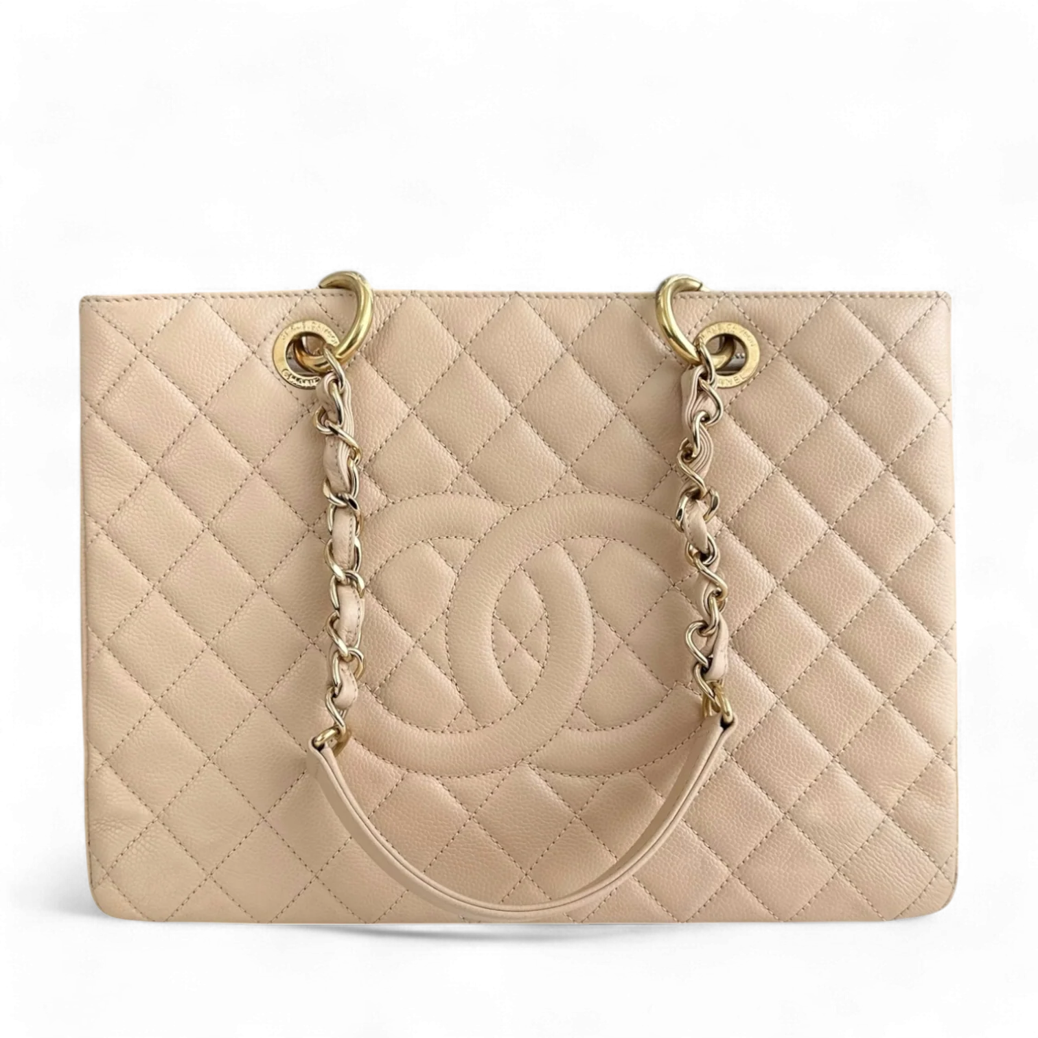 Chanel GST Grand Shopping Tote - Caviar Quilted Beige Gold Series 15