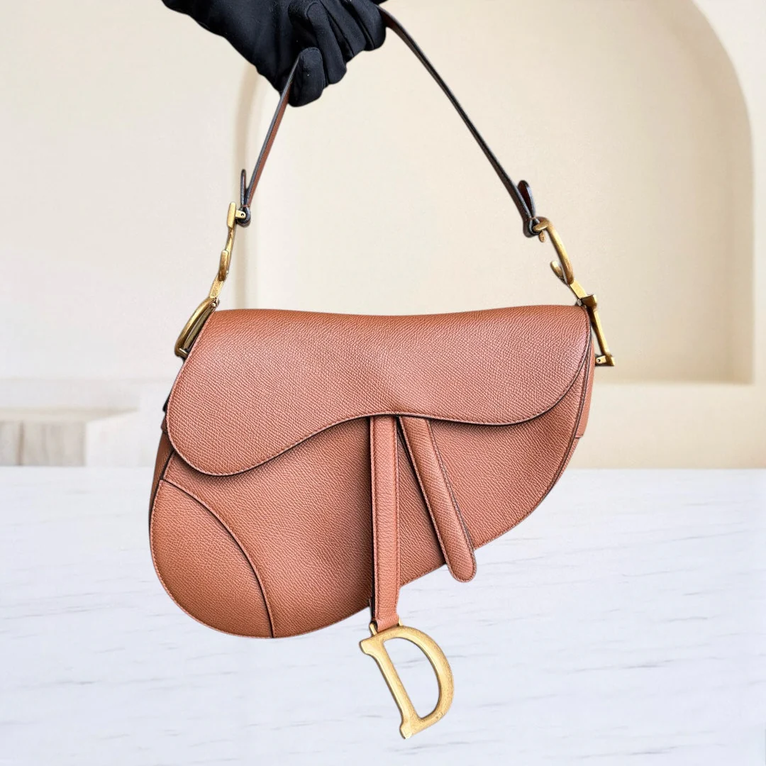 Dior Saddle Medium - Grained Calfskin Caramel Gold Hardware