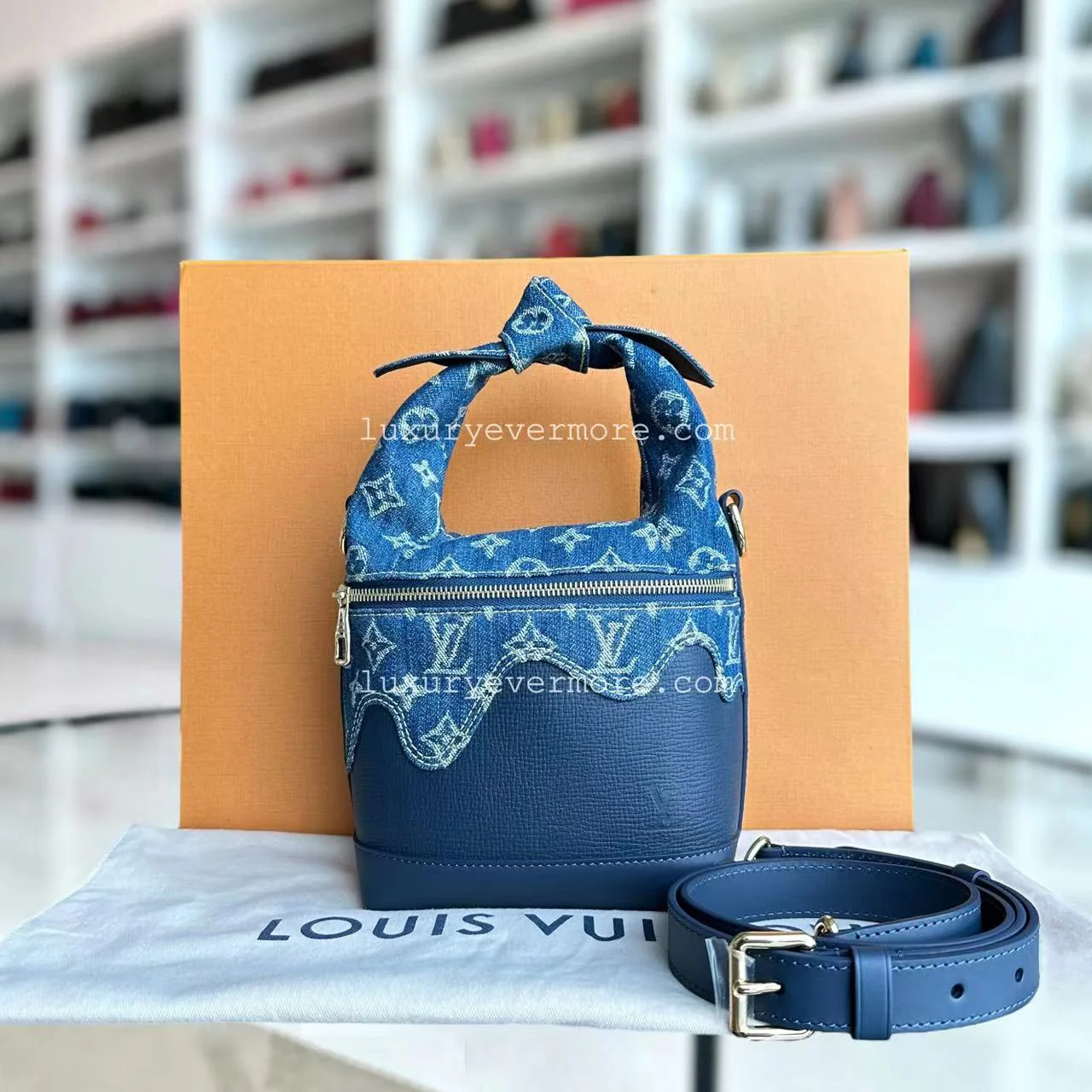 Louis Vuitton LV Japanese Cruiser Denim Blue Handbag