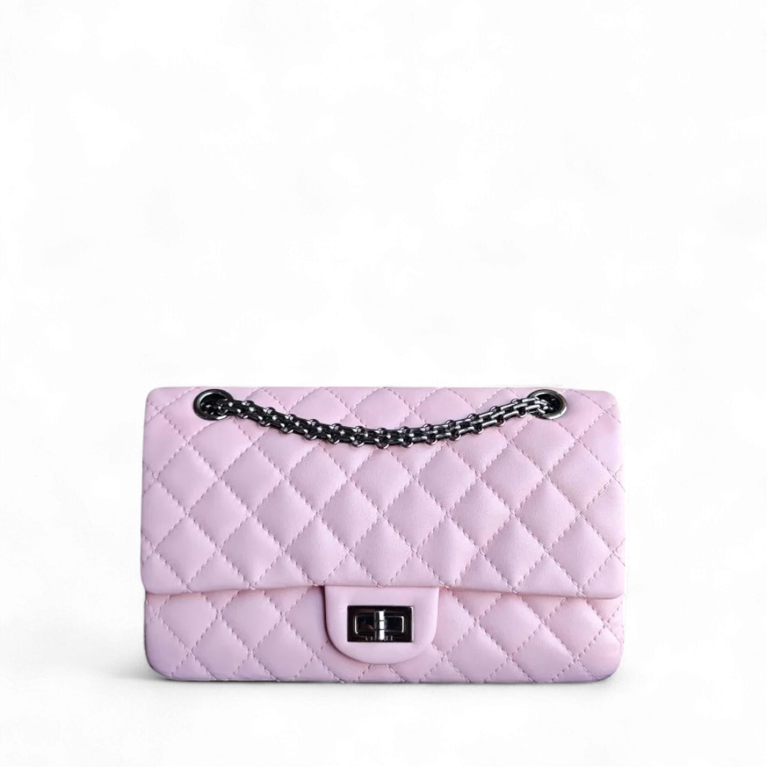 Chanel 2.55 Reissue 225 - 24CM Quilted Lambskin Sakura Light Pink Black Hardware Series 13