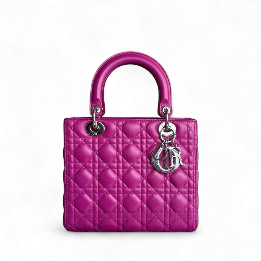 Dior Lady Medium - Cannage Lambskin Purple Silver Hardware NO STRAP